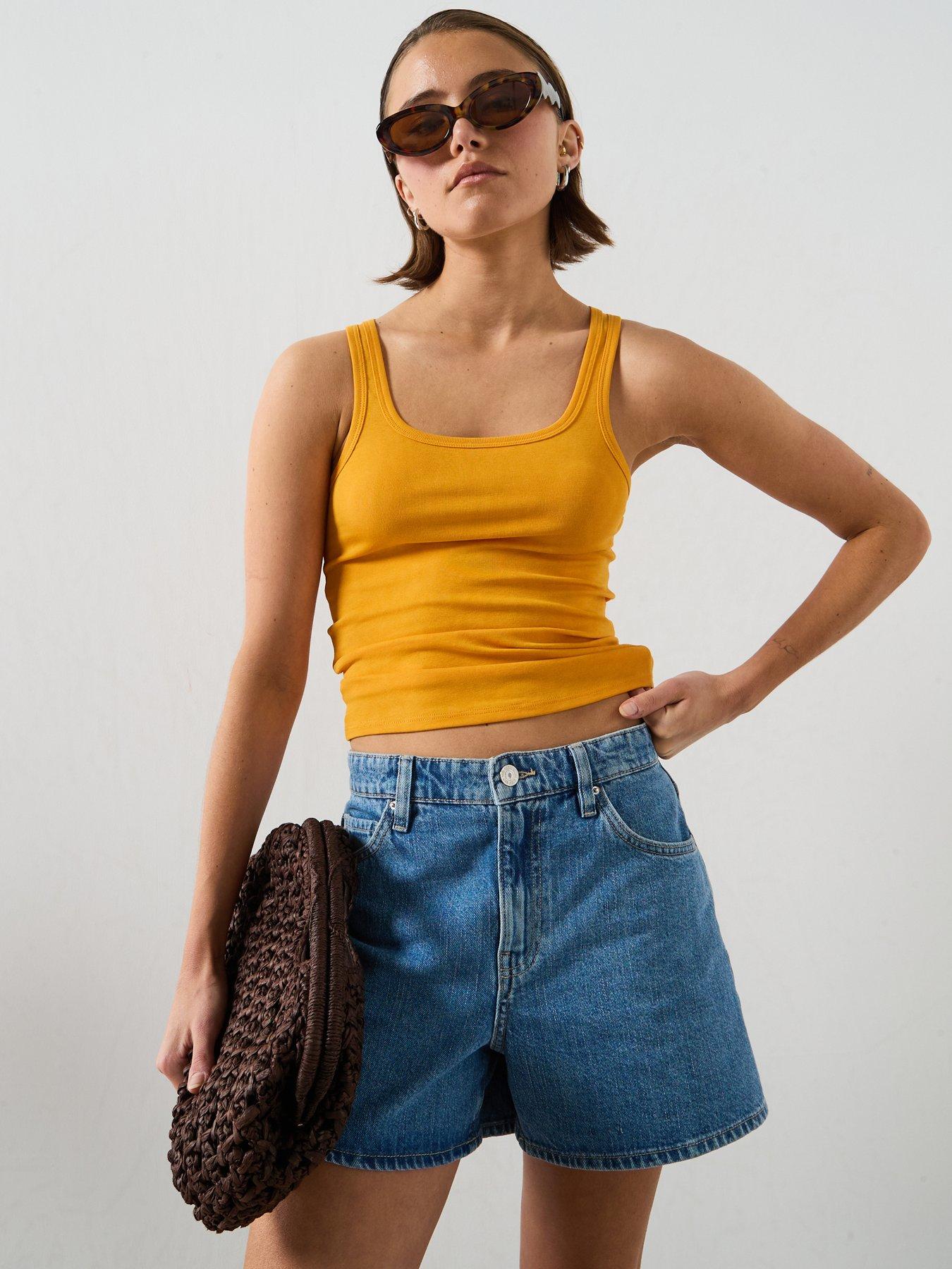 Image 4 of 5 of Mango Semi-sheer Ribbed Top - Orange