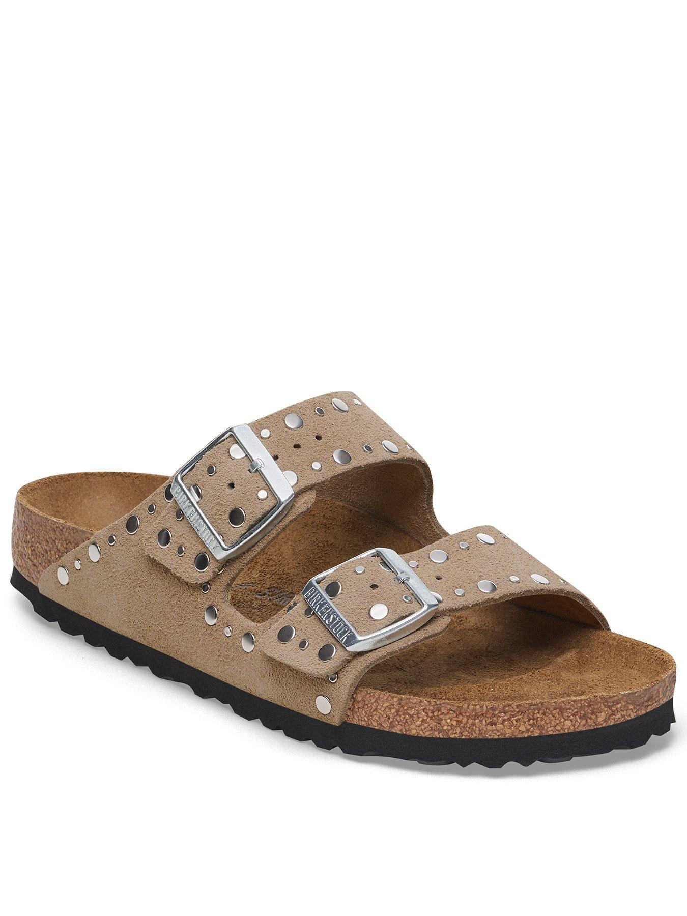 Birkenstock Arizona Rivet Suede Leather Sandals, Beige, Size 5, Women