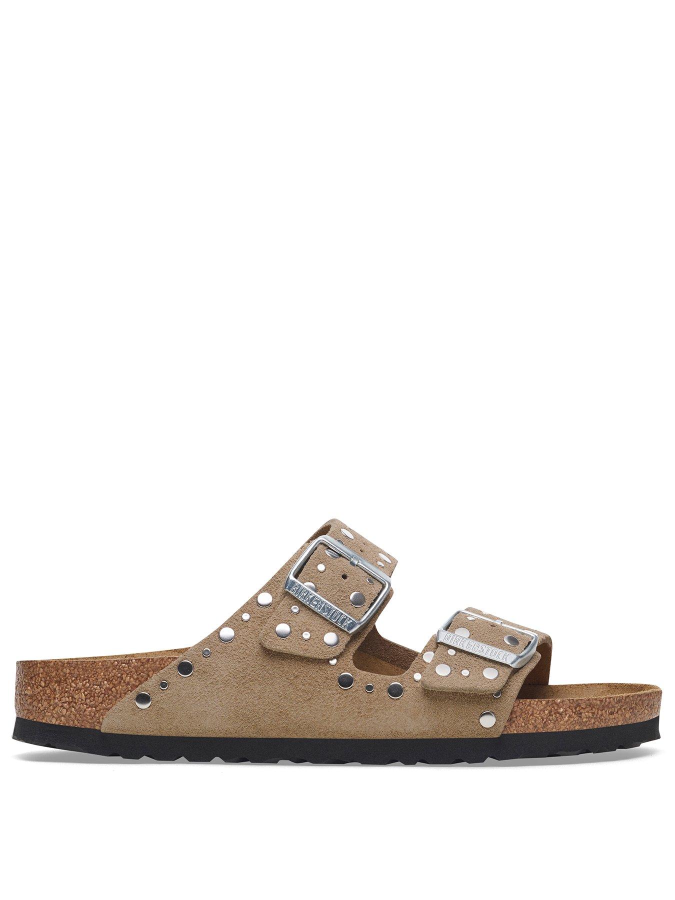 Image 2 of 3 of Birkenstock Arizona Rivet Suede Leather Sandals - Beige