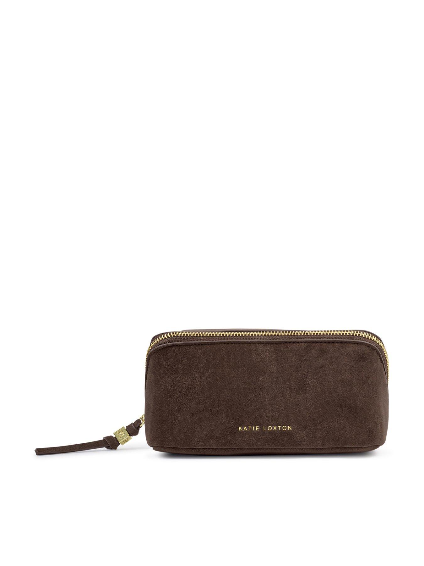 Katie Loxton Fold-out Chocolate Suedette Mirror Make Up Bag
