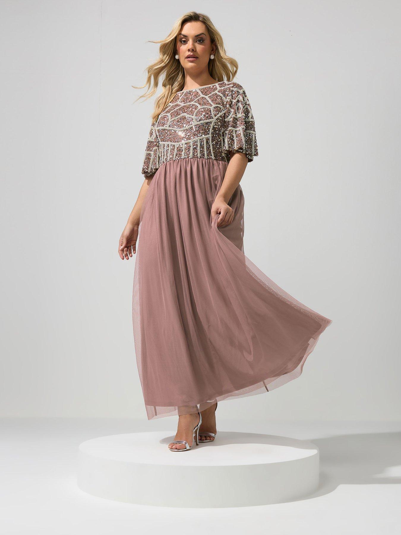 Yours Curve Luxe Deco Embroidered Maxi Dress - Pink | Very