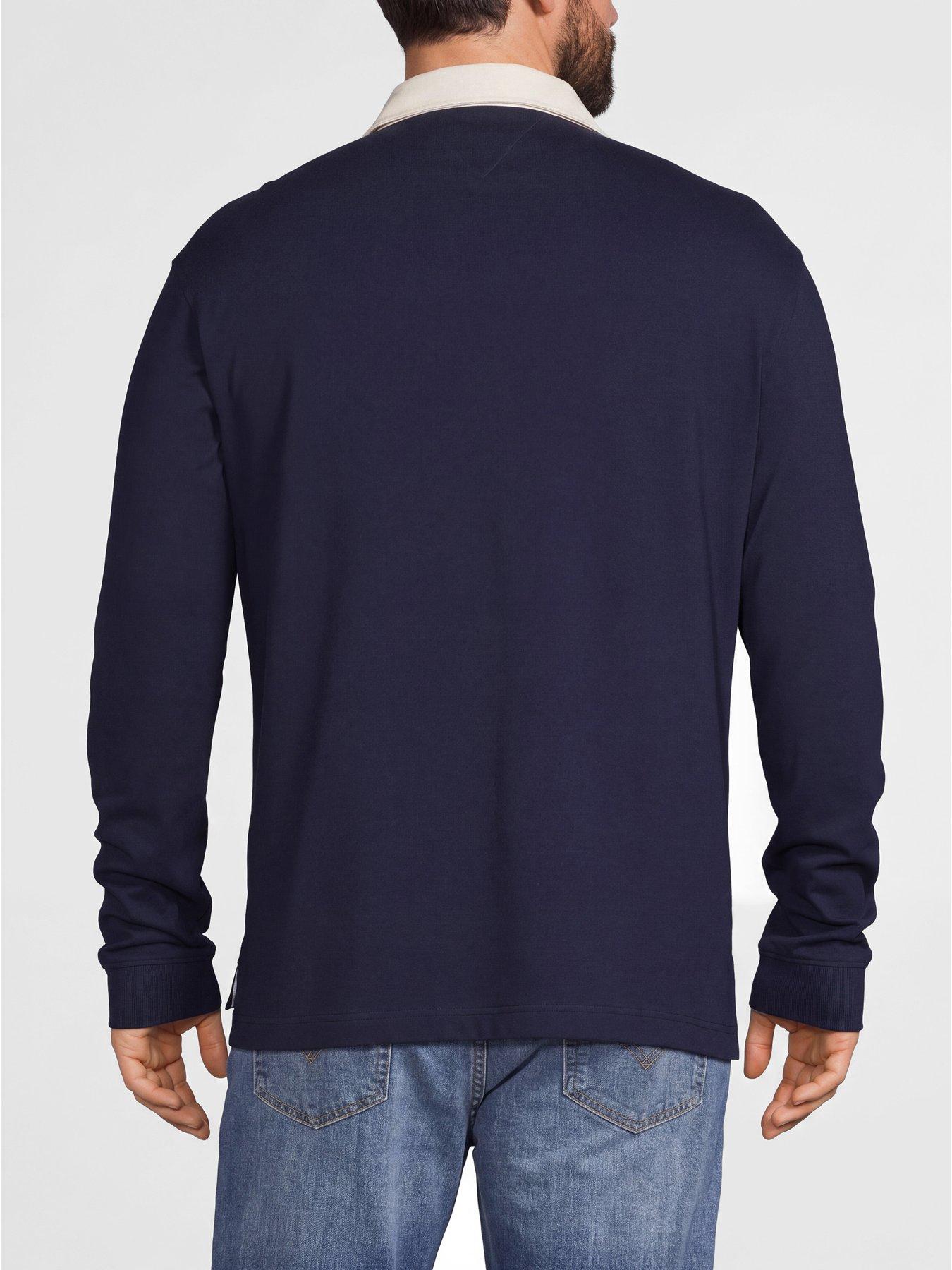Image 2 of 5 of Tommy Hilfiger Mens Big &amp; Tall Essential Solid Long Sleeve Rugby Polo Shirt - Navy