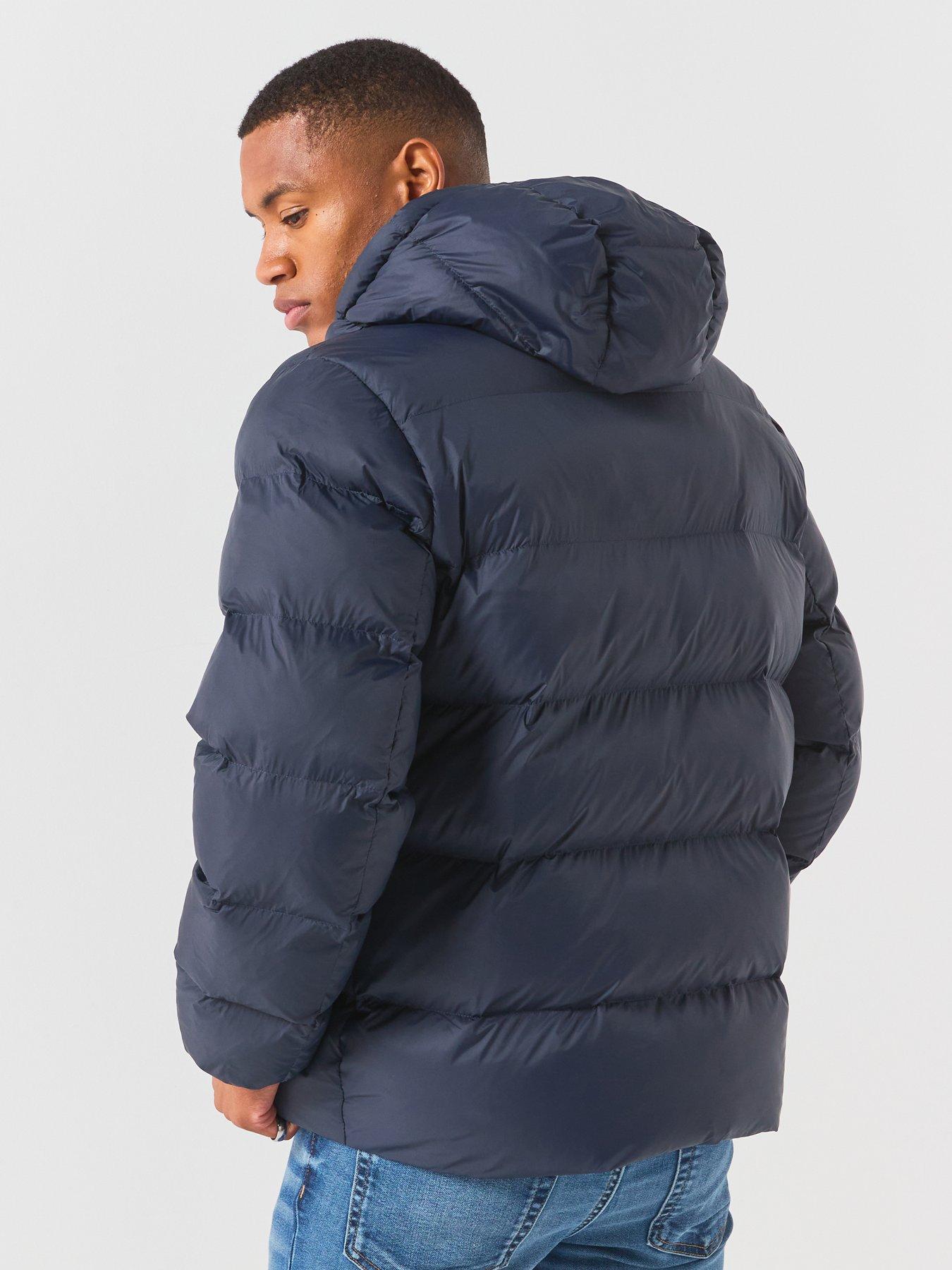 Image 2 of 6 of Calvin Klein Jeans Mens Hooded Two-Way Zip Padded Jacket - Navy