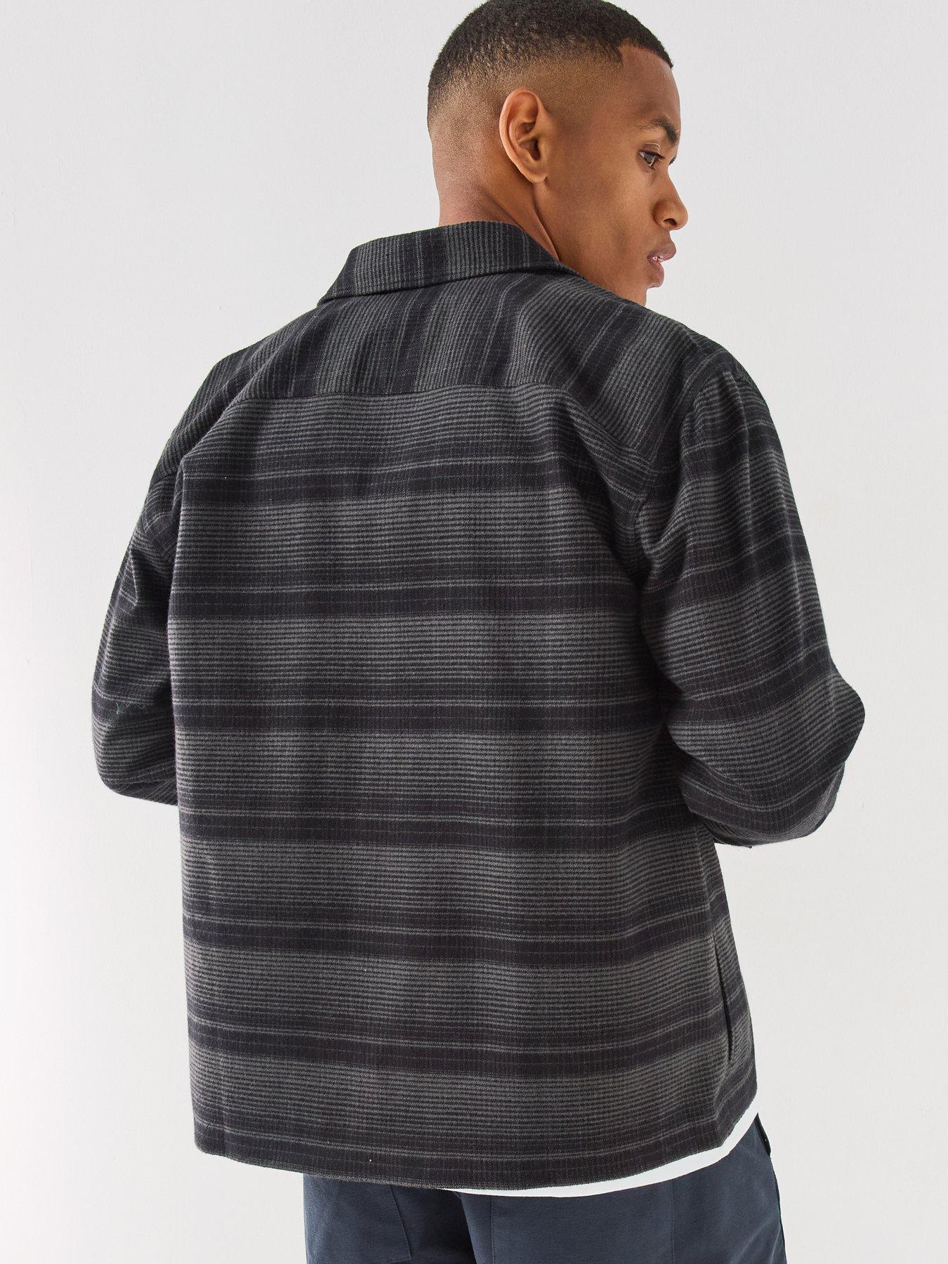 Image 2 of 5 of Calvin Klein Jeans Mens Checked Button-Through Overshirt - Black
