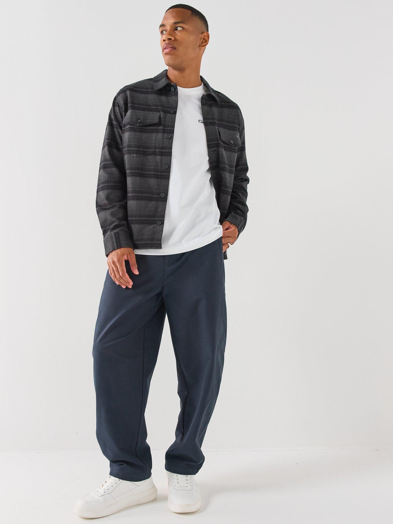 Image 3 of 5 of Calvin Klein Jeans Mens Checked Button-Through Overshirt - Black