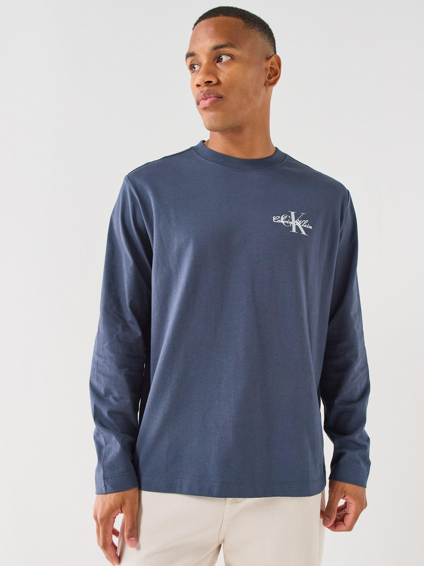 Image 2 of 6 of Calvin Klein Jeans Mens Relaxed Back Graphic Long Sleeve T-Shirt - Blue