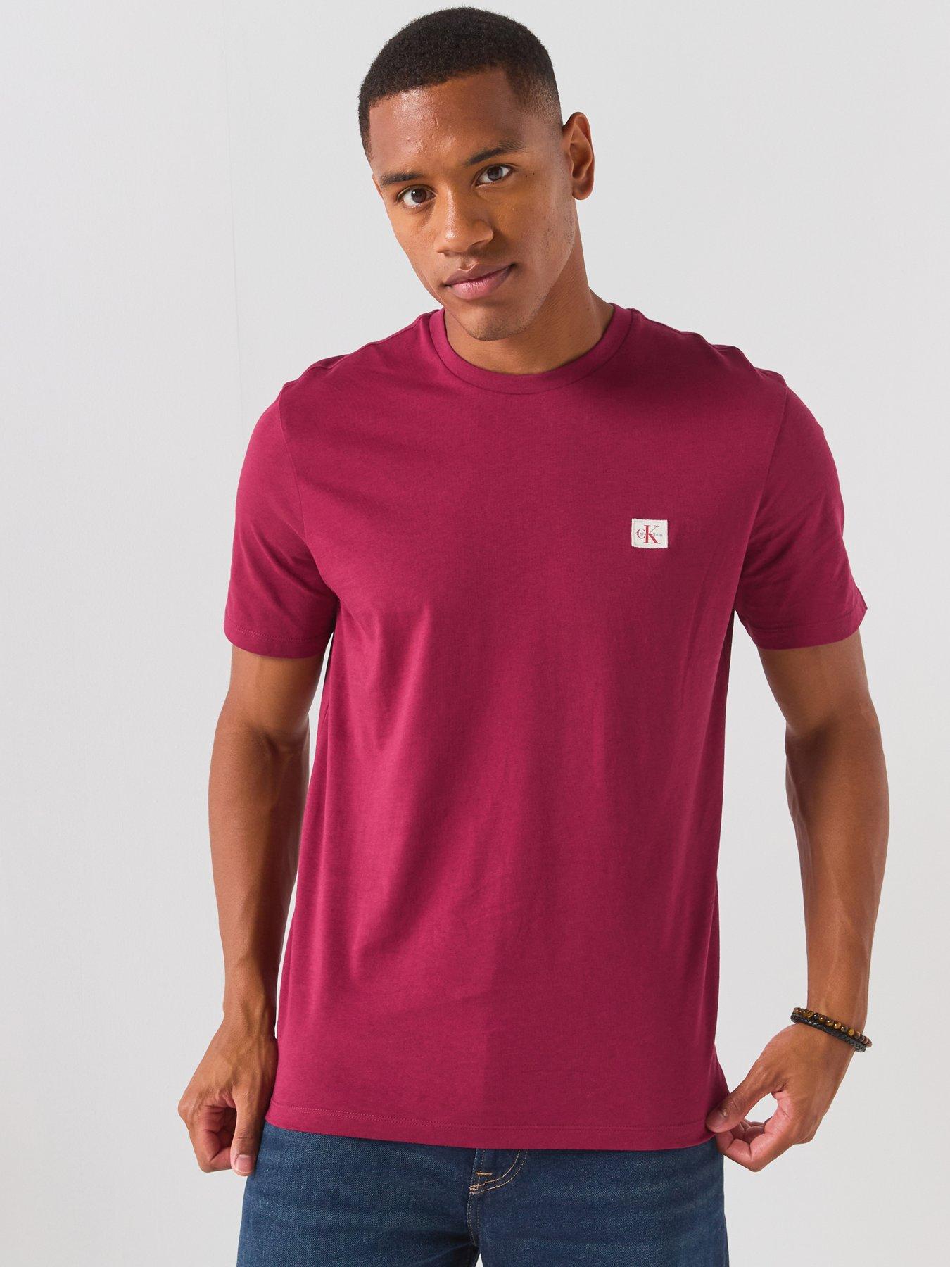 Image 1 of 6 of Calvin Klein Jeans Left Chest Woven Badge T-shirt - Red