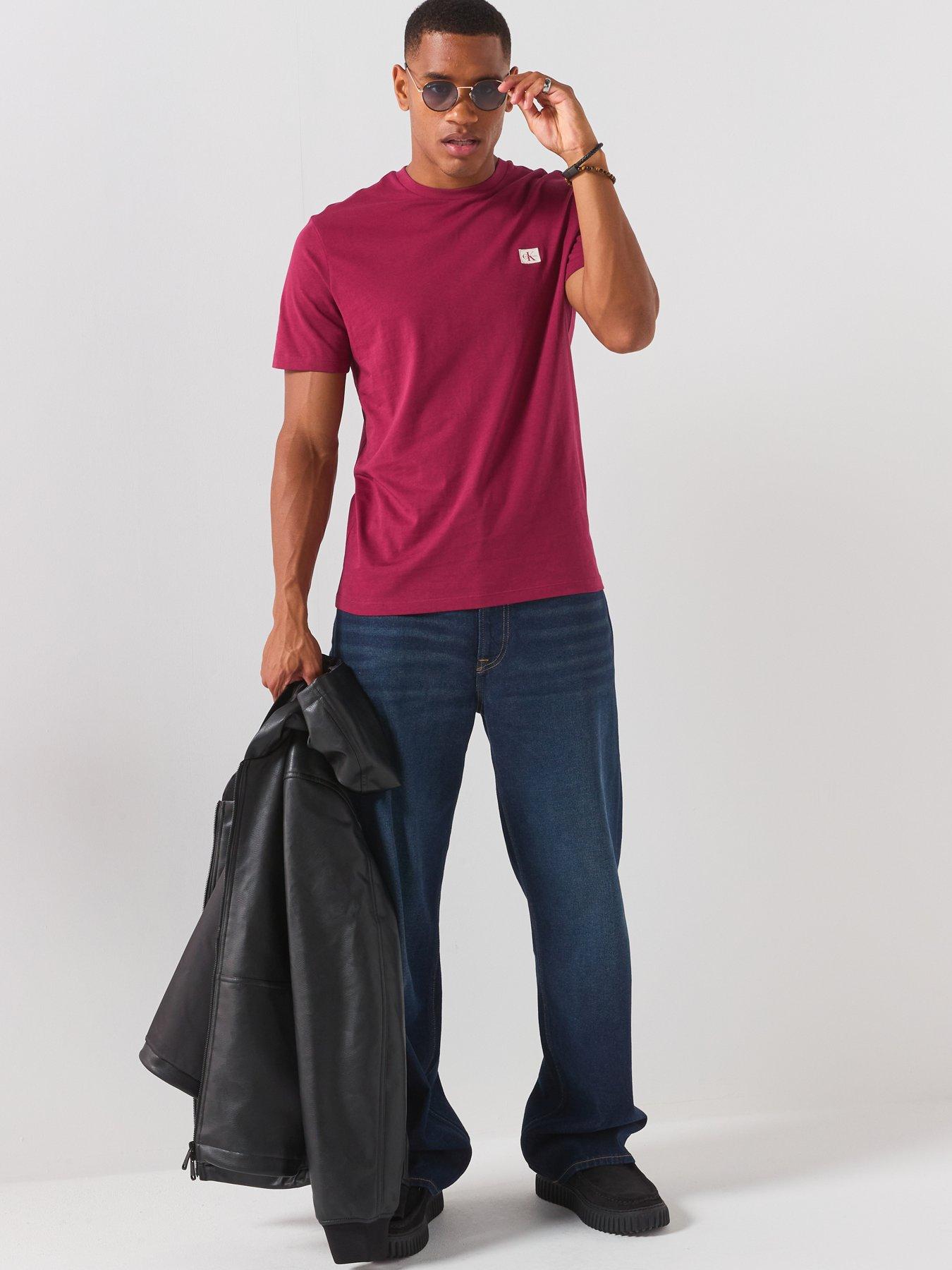 Image 3 of 6 of Calvin Klein Jeans Left Chest Woven Badge T-shirt - Red