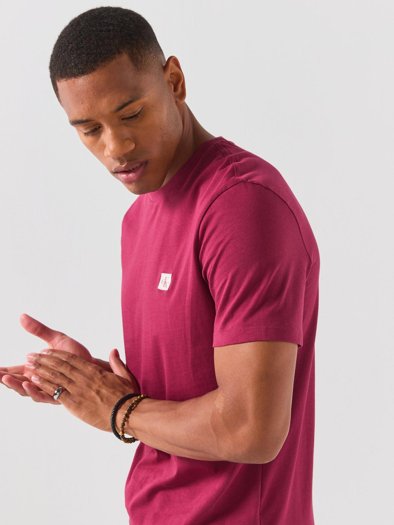 Image 4 of 6 of Calvin Klein Jeans Left Chest Woven Badge T-shirt - Red