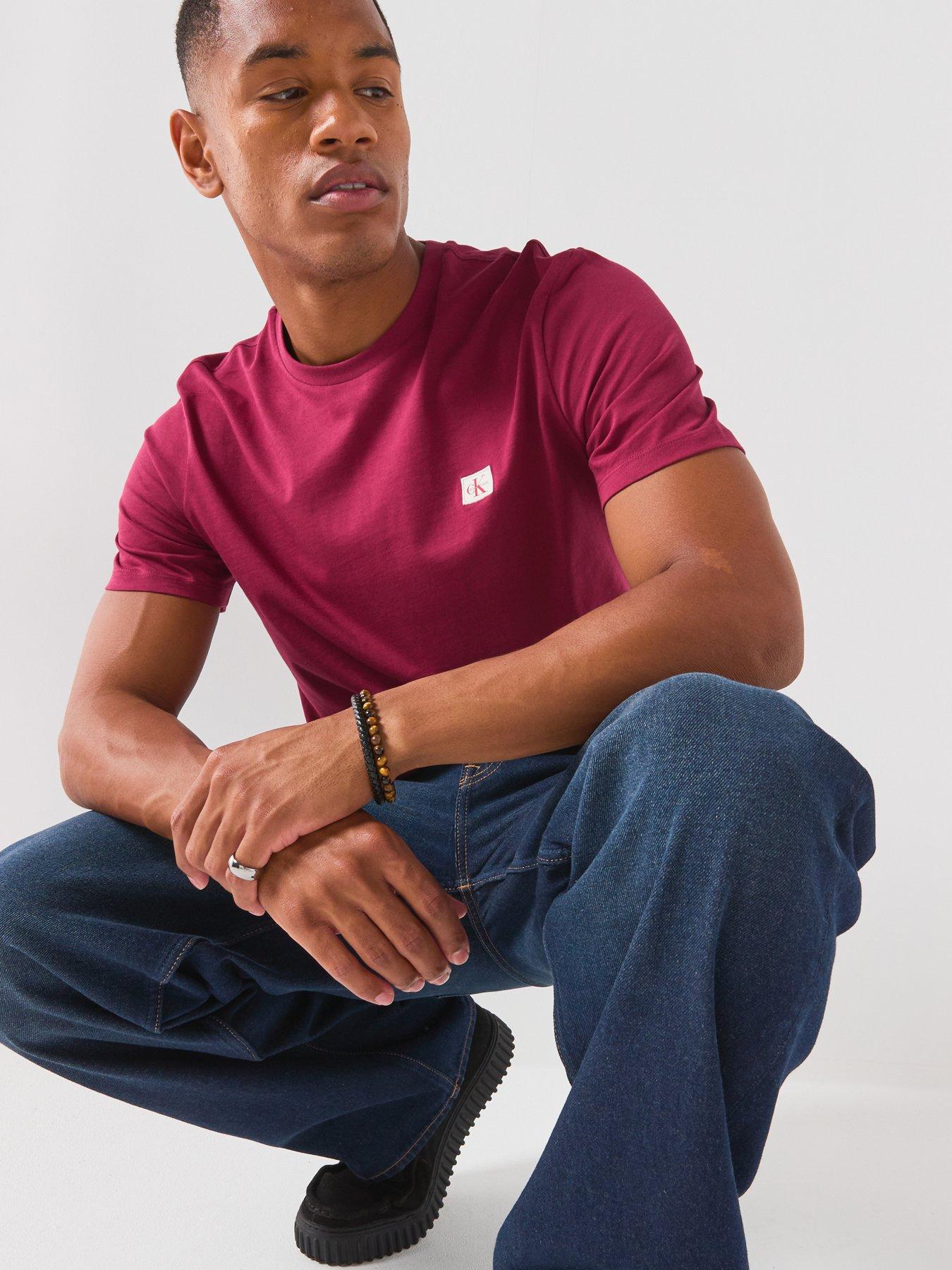 Image 5 of 6 of Calvin Klein Jeans Left Chest Woven Badge T-shirt - Red