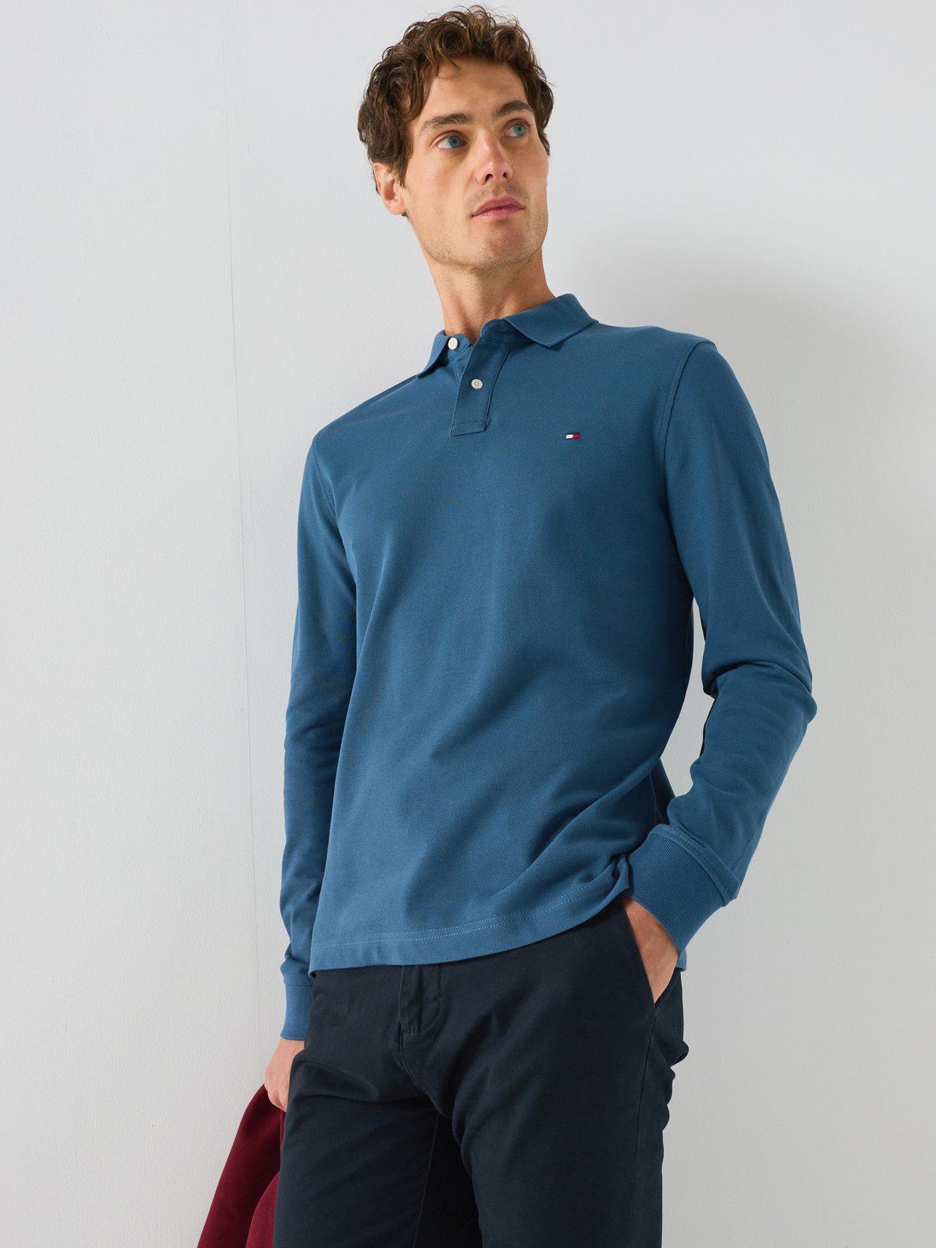 Tommy Hilfiger 1985 Regular Fit Long Sleeve Polo Shirt, Navy, Size L, Men