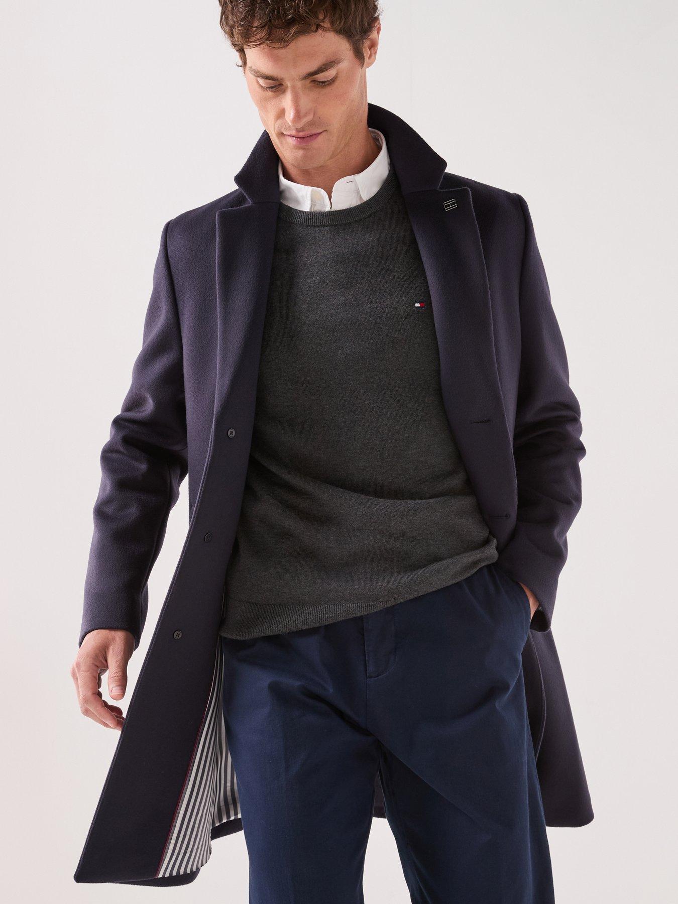 Tommy Hilfiger New York Wool Mix Coat, Navy, Size S, Men