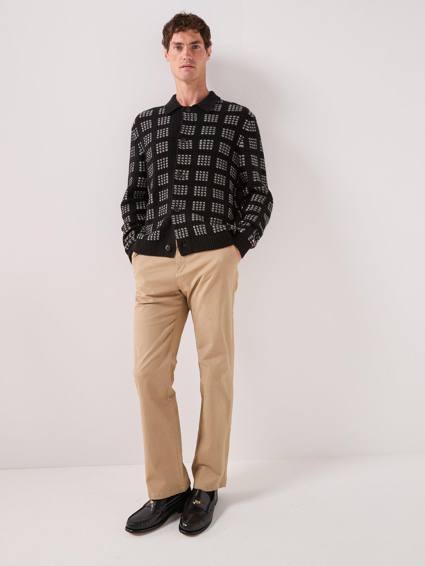 Image 3 of 6 of Tommy Hilfiger Mens Button-Up Textured Check Knitted Cardigan - Black