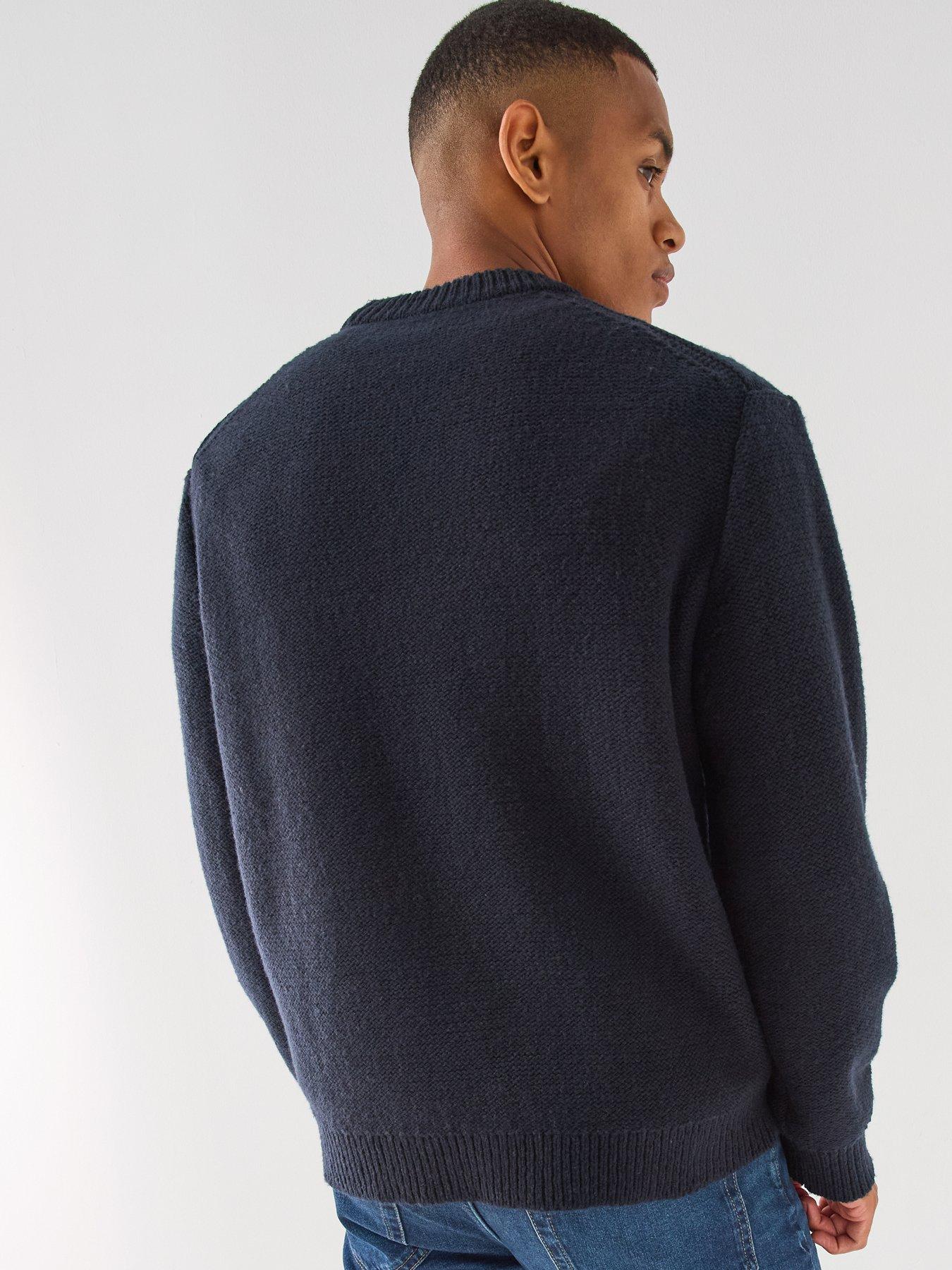 Image 2 of 5 of Calvin Klein Jeans Mens Monogram Crew Neck Knitted Jumper - Black