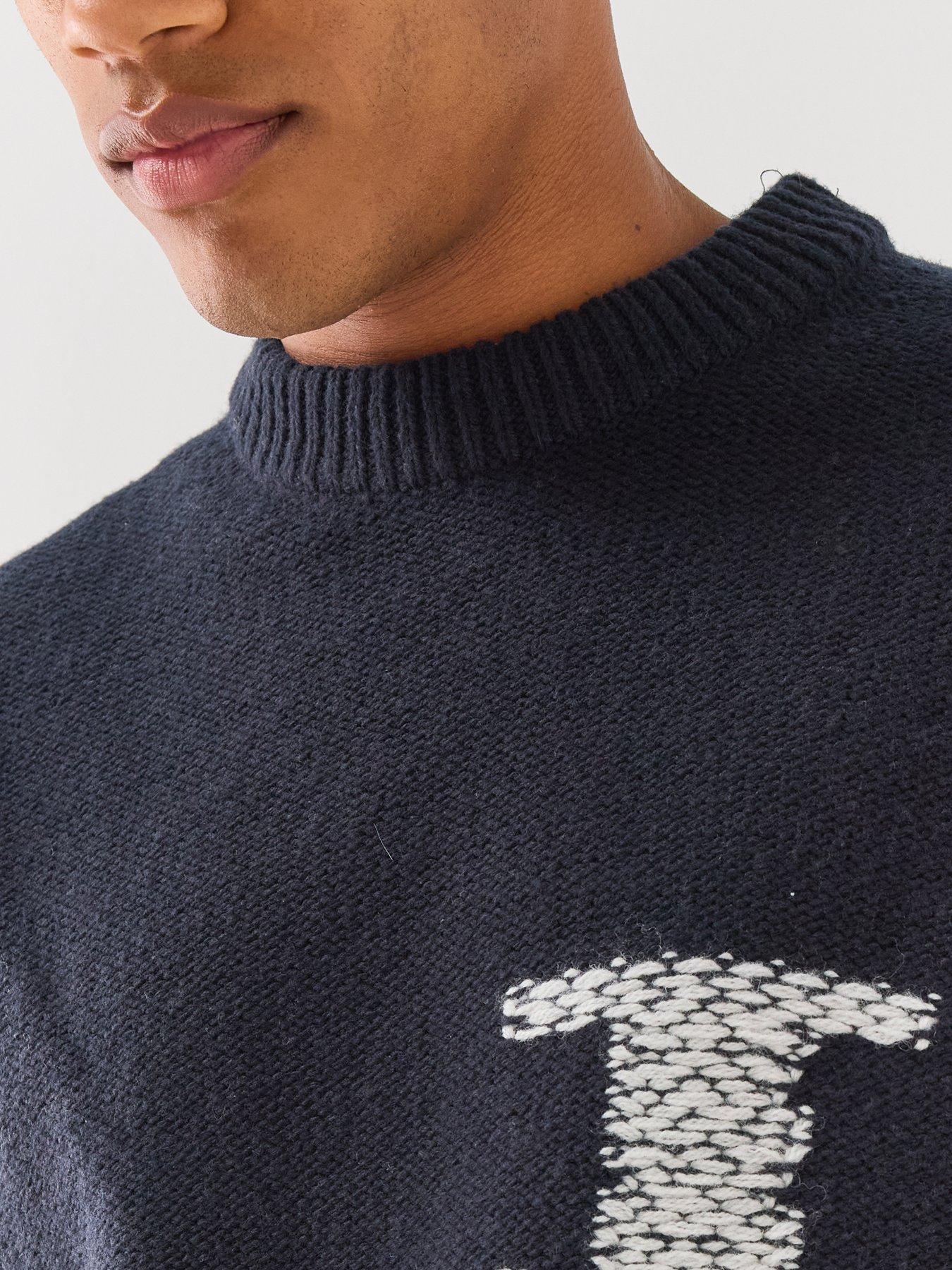 Image 5 of 5 of Calvin Klein Jeans Mens Monogram Crew Neck Knitted Jumper - Black