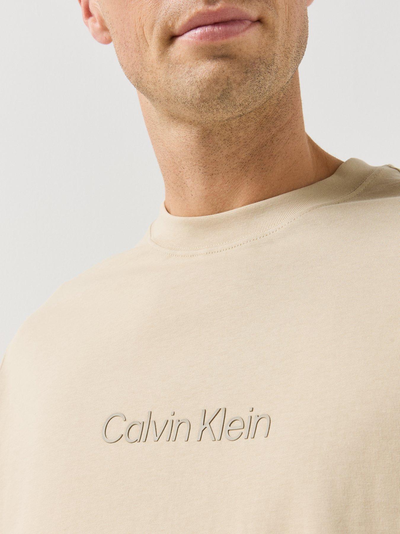 Image 5 of 6 of Calvin Klein Mens Logo Crew Neck T-Shirt - Beige