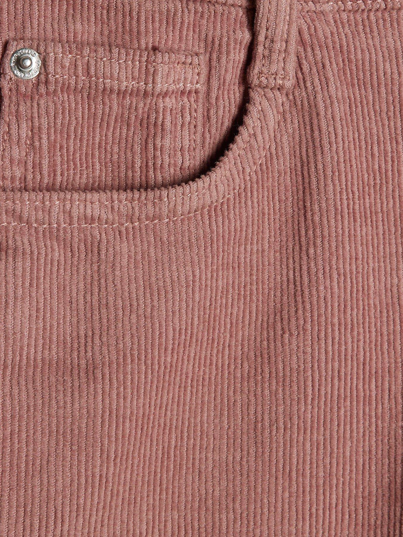 Image 6 of 6 of River Island Relaxed High Rise Corduroy Straight Jeans - Pink