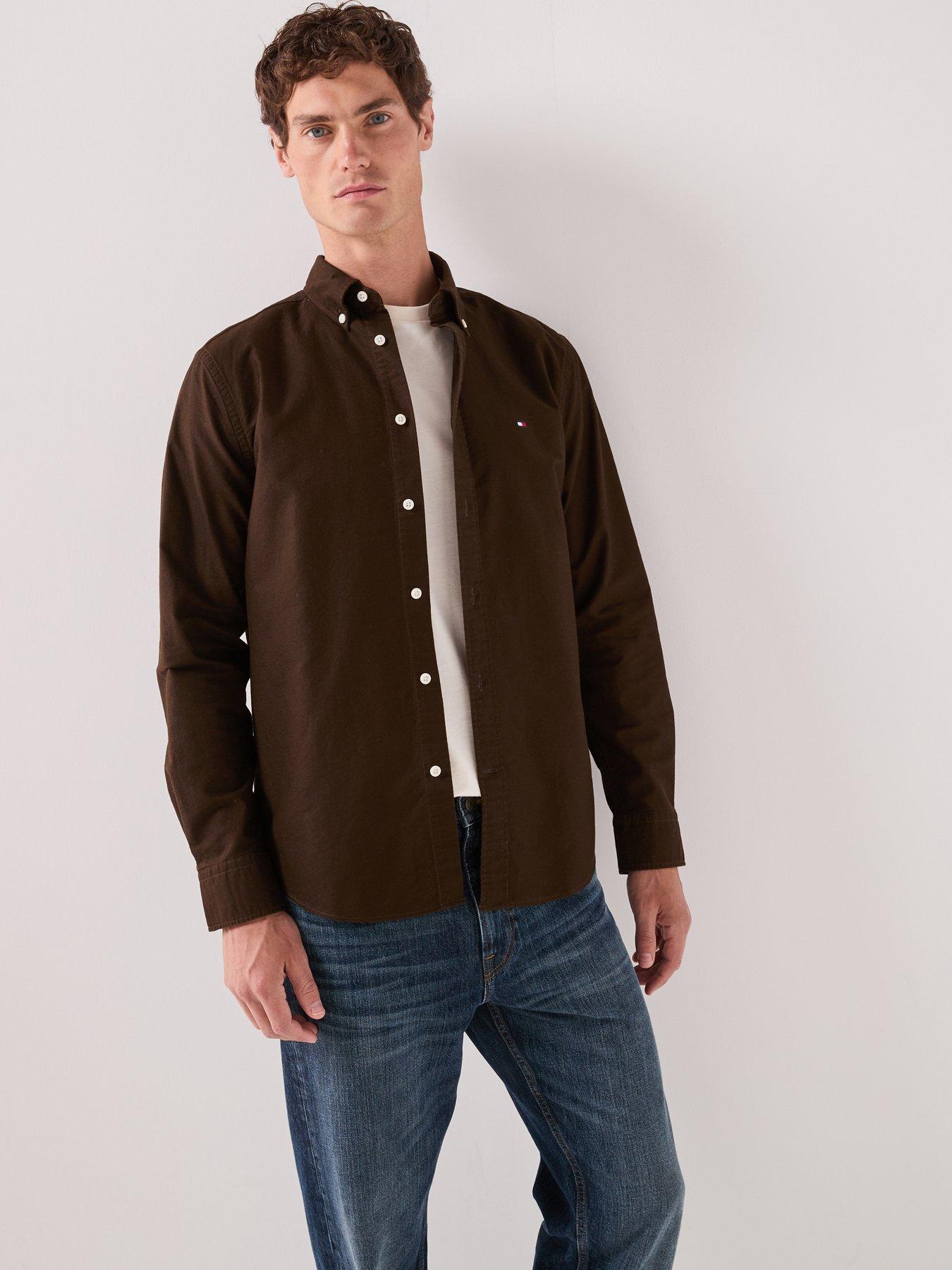 Tommy Hilfiger Core 1985 Long Sleeve Oxford Shirt - Dark Coffee - M - Image 4