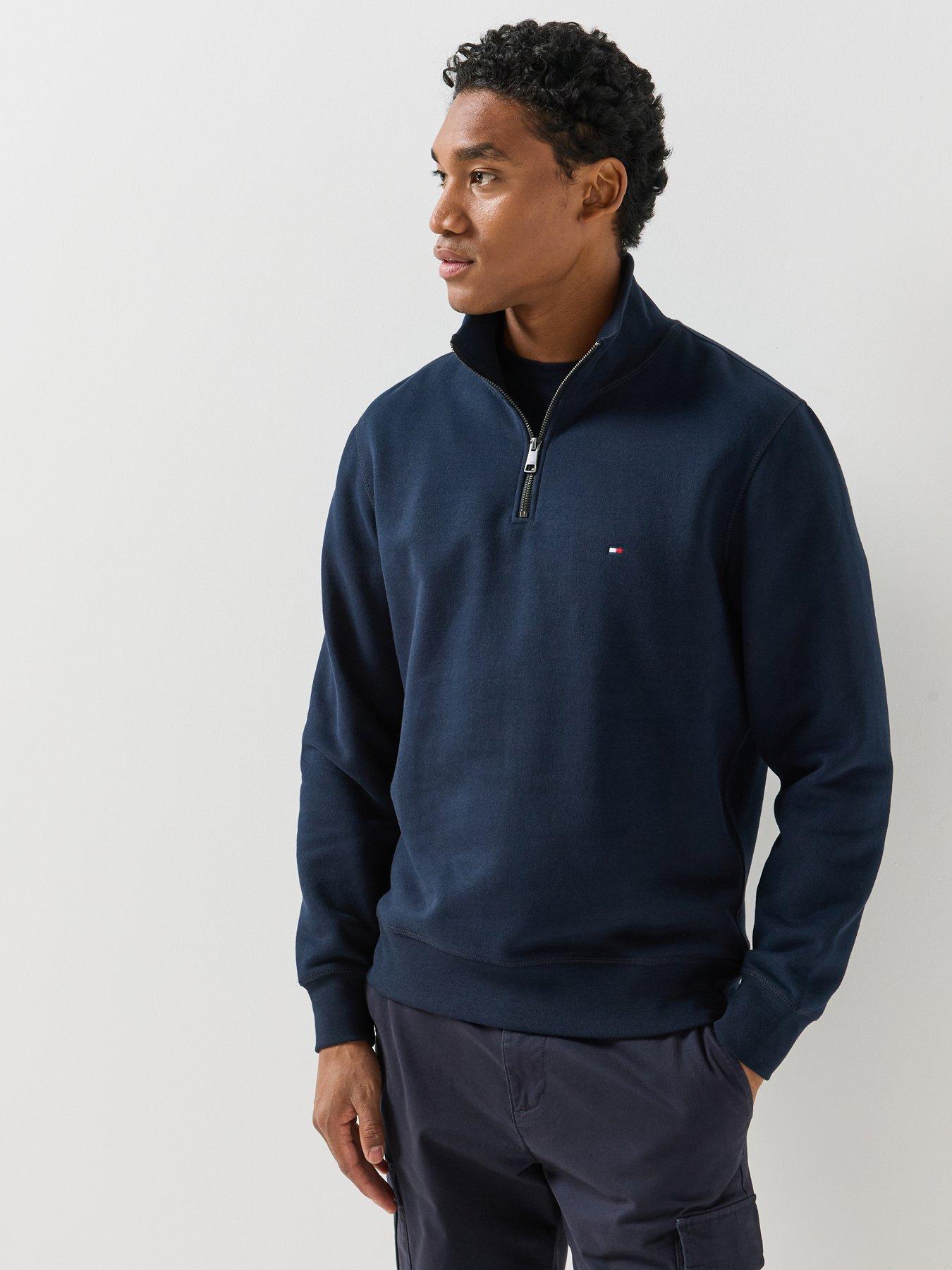 Tommy Hilfiger Mens Essential Fleece 1/4 Zip Sweatshirt, Navy, Size S, Men