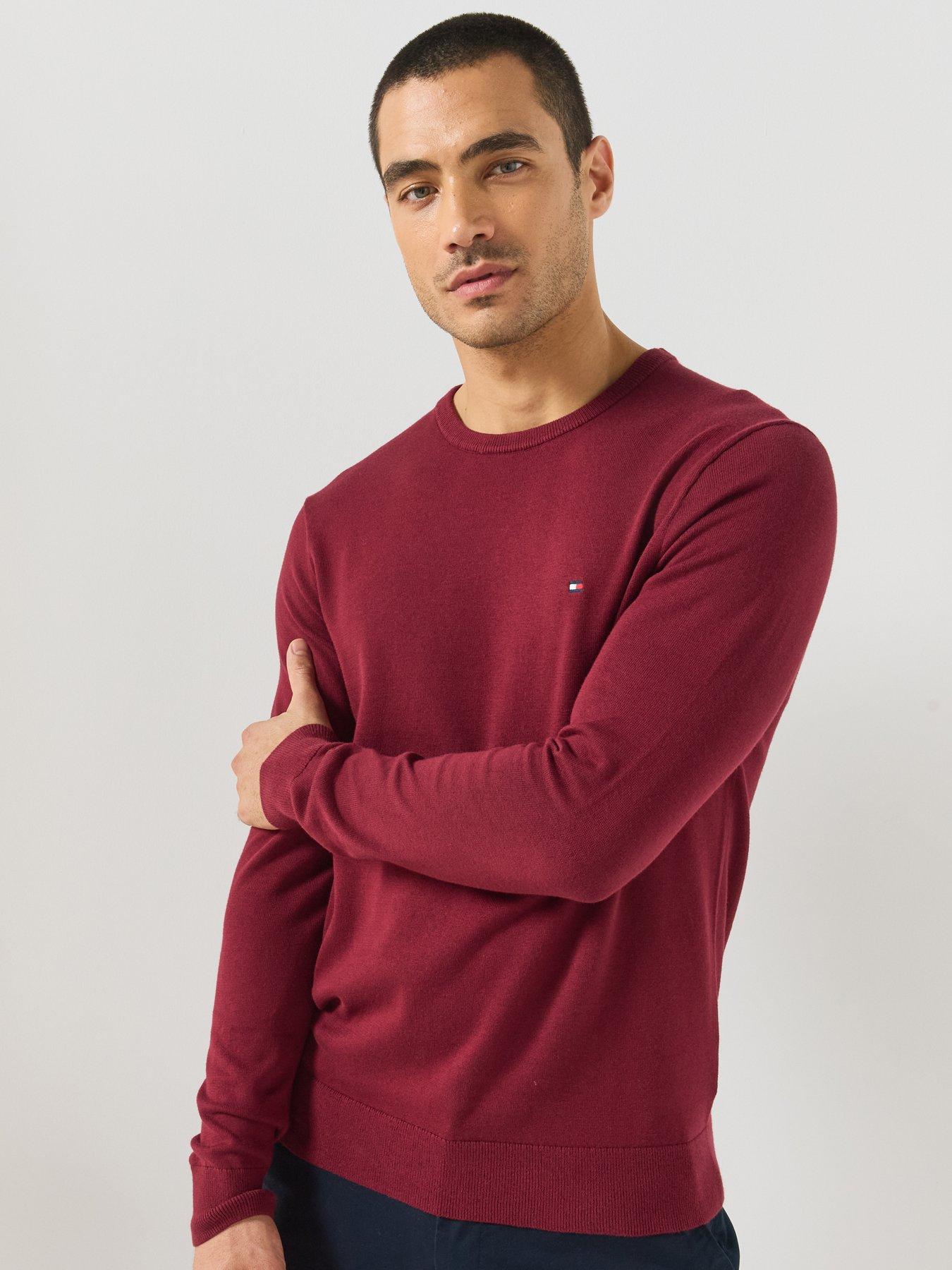 Image 1 of 6 of Tommy Hilfiger Essential Ssnl Cotton Crew Neck Knitted Jumper - Dark Red