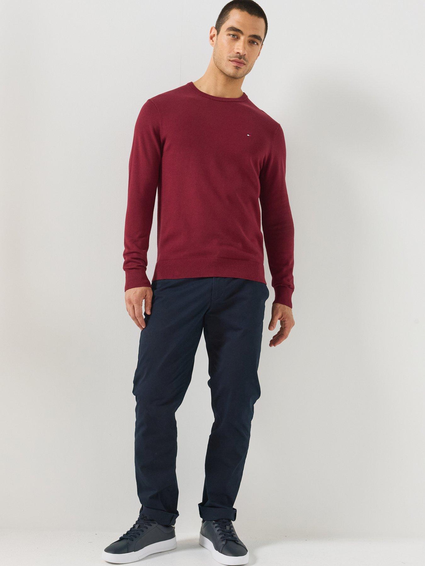 Image 3 of 6 of Tommy Hilfiger Essential Ssnl Cotton Crew Neck Knitted Jumper - Dark Red