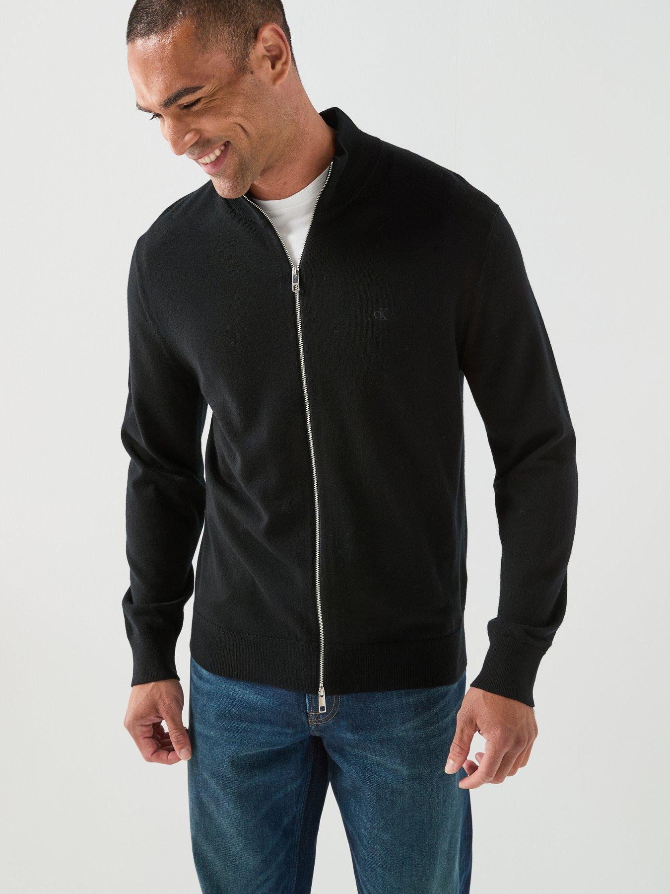 Image 1 of 6 of Calvin Klein Full Zip Knitted Cardigan - Black