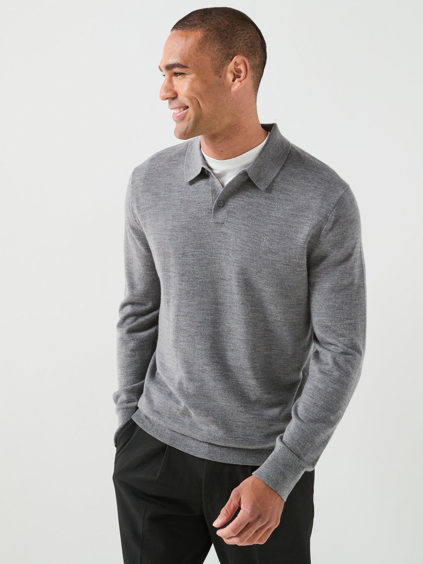 Calvin Klein Long Sleeve Merino Polo Shirt - Green