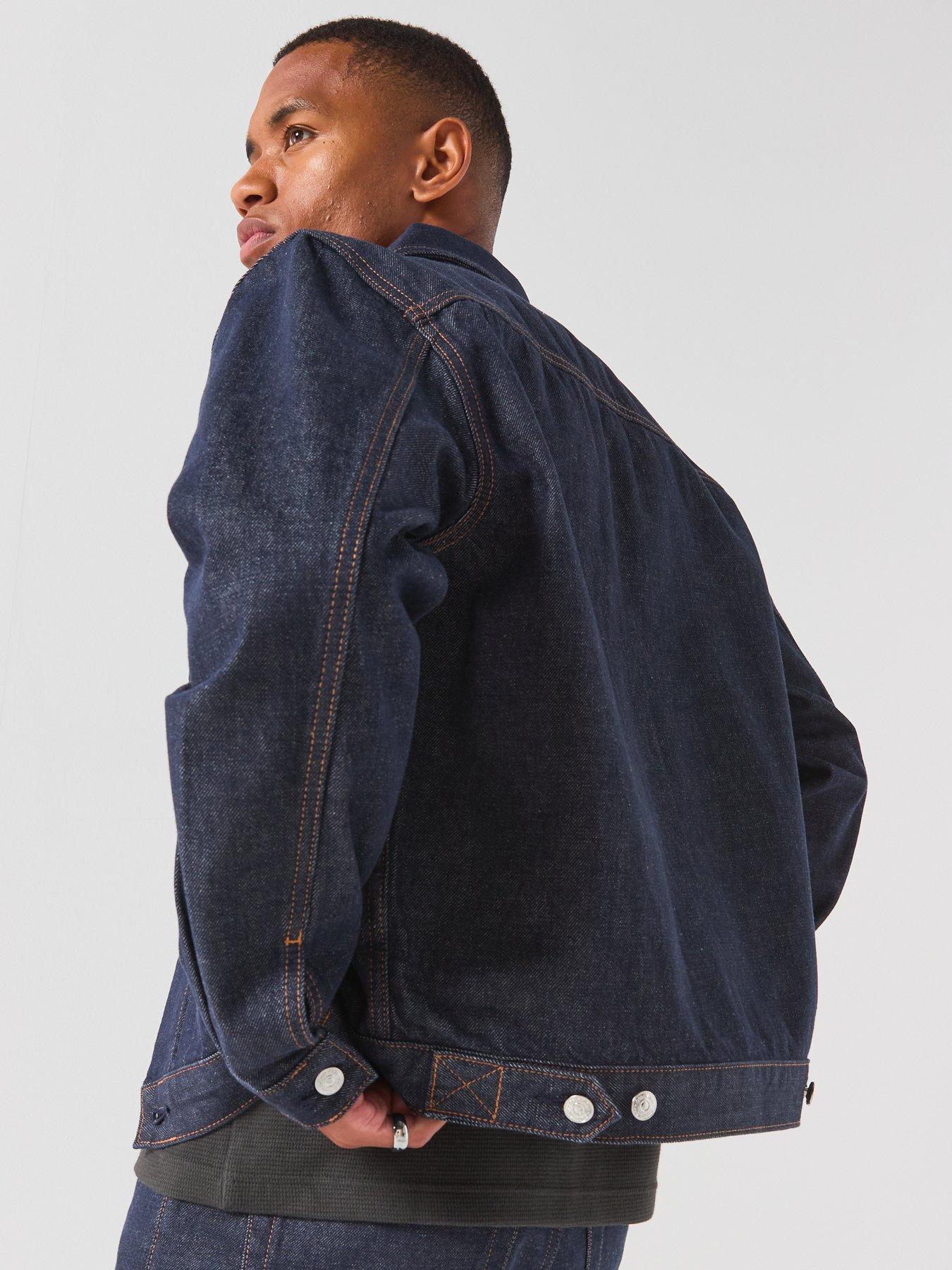 Image 2 of 6 of Calvin Klein Jeans Pleated Classic Denim Trucker - Dark Blue