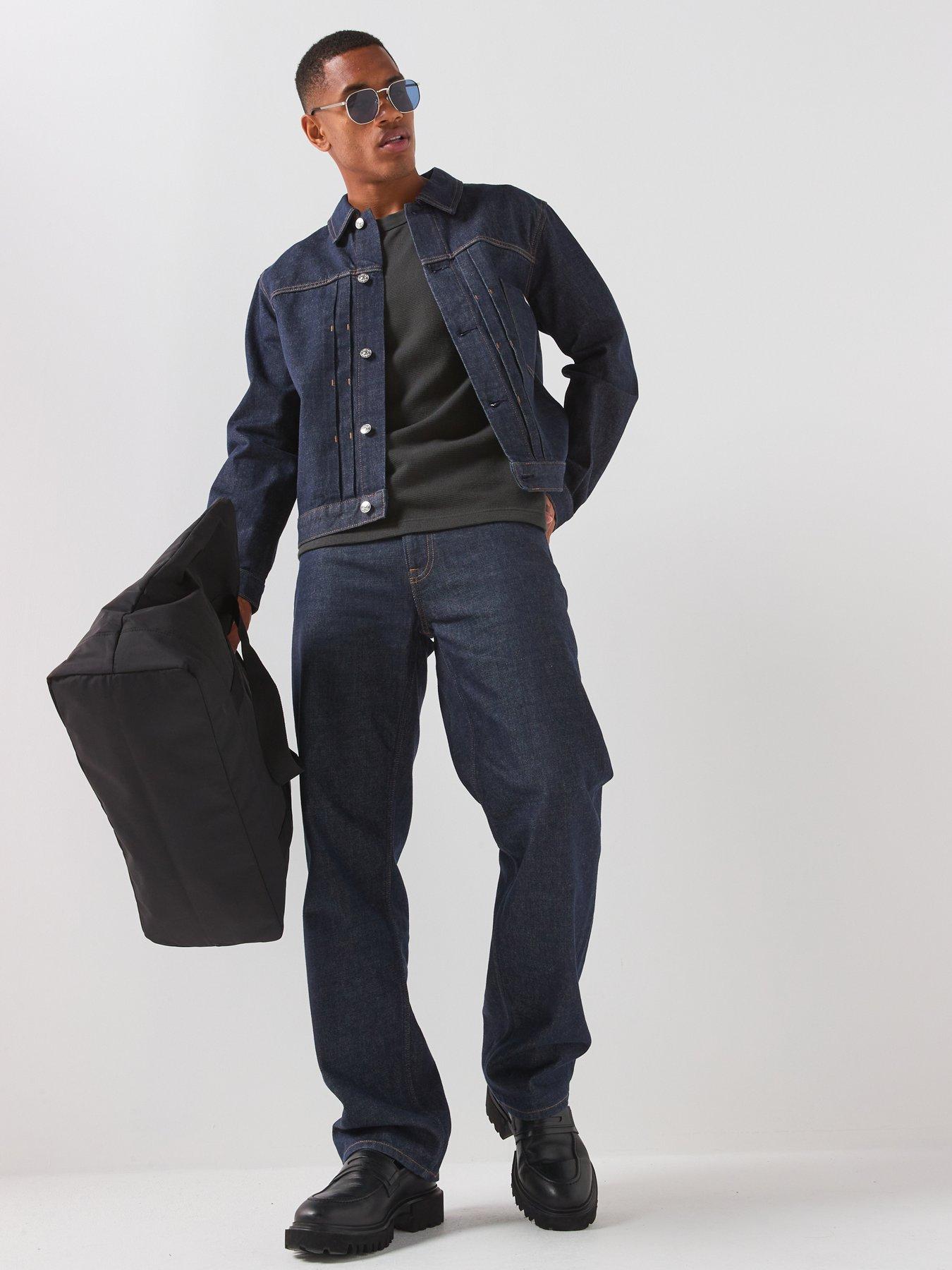 Image 3 of 6 of Calvin Klein Jeans Pleated Classic Denim Trucker - Dark Blue