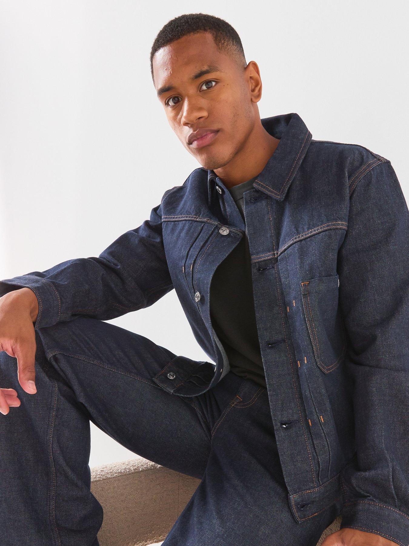Image 4 of 6 of Calvin Klein Jeans Pleated Classic Denim Trucker - Dark Blue