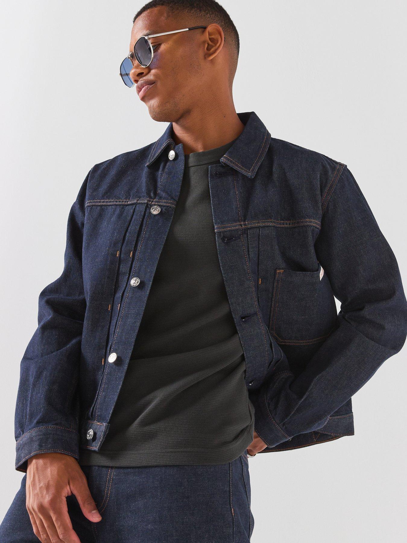 Image 5 of 6 of Calvin Klein Jeans Pleated Classic Denim Trucker - Dark Blue
