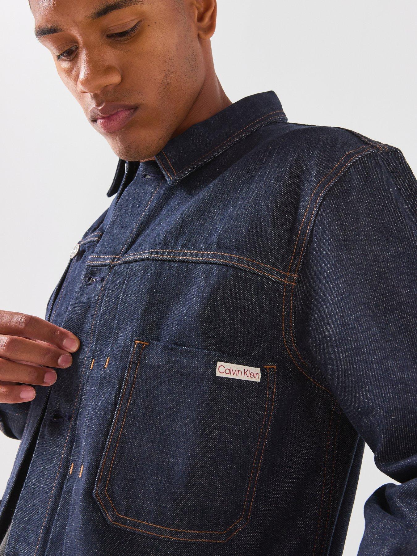 Image 6 of 6 of Calvin Klein Jeans Pleated Classic Denim Trucker - Dark Blue