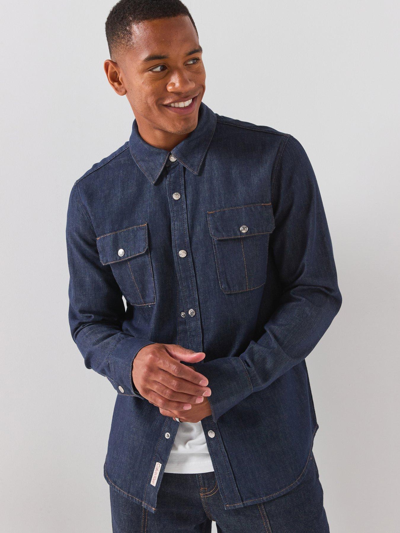 Calvin Klein Jeans Forever Raw Western Denim Shirt - Dark Blue