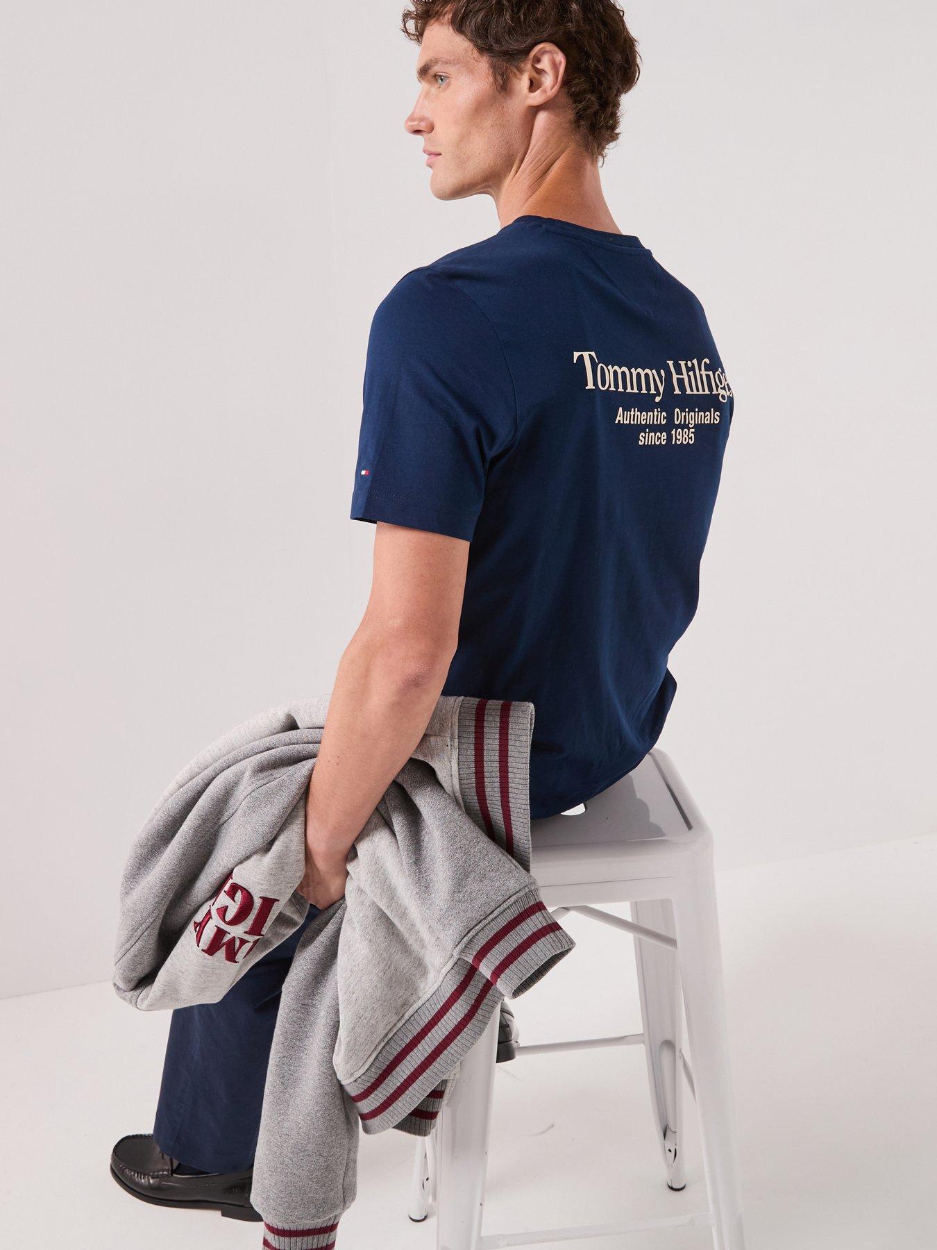 Tommy Hilfiger Back Graphic Washed Story T-shirt, Blue, Size L, Men