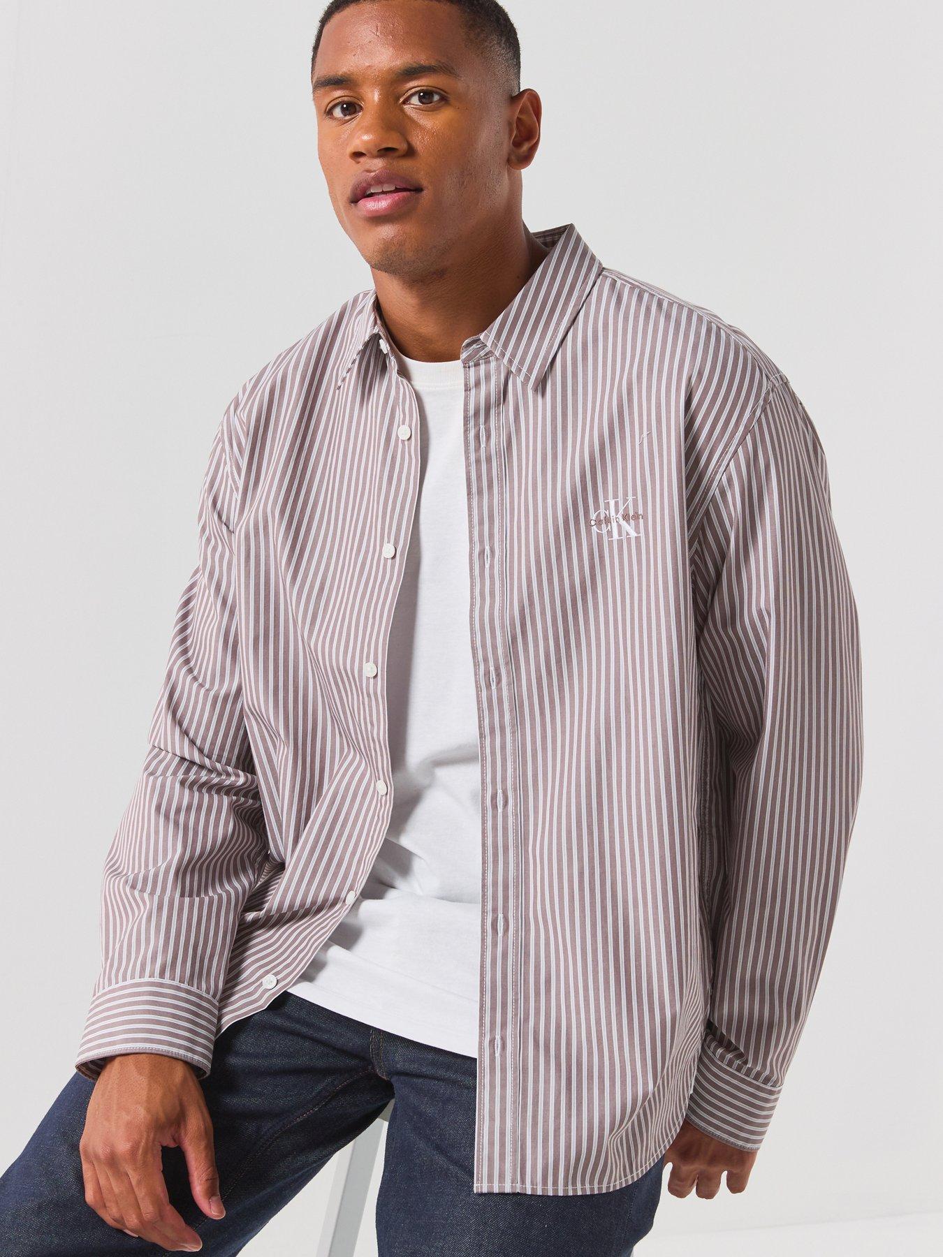 Calvin Klein Jeans Washed Stripe Poplin Relaxed Shirt - Beige