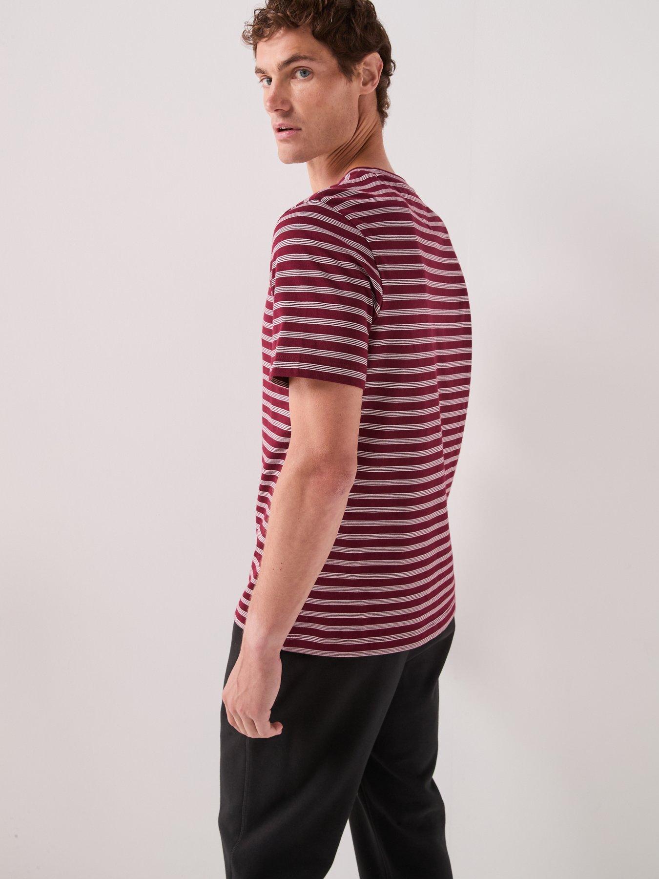 Image 2 of 6 of Tommy Hilfiger Regular Fit Essential Flag Logo Striped T-shirt - Red
