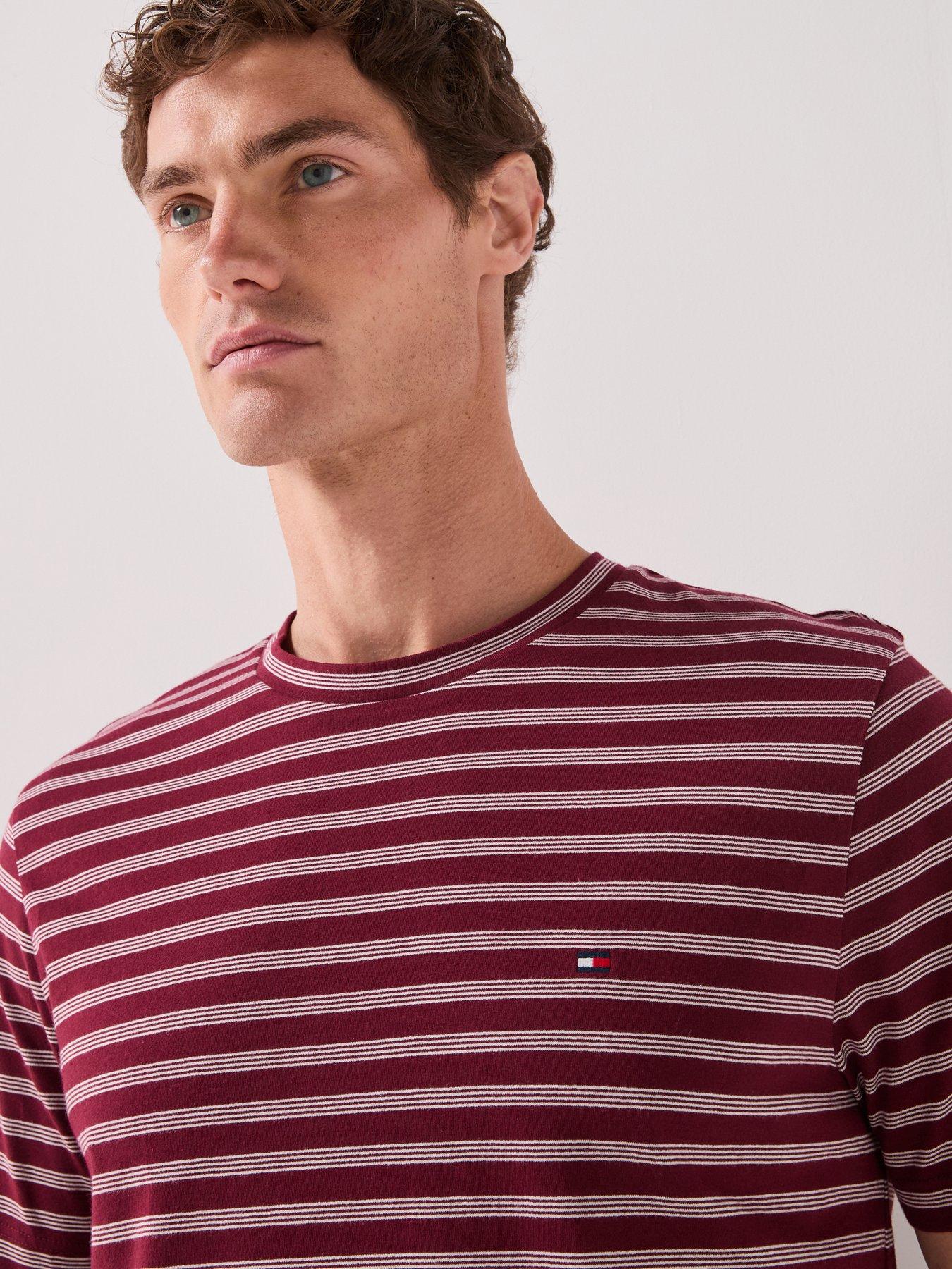 Image 5 of 6 of Tommy Hilfiger Regular Fit Essential Flag Logo Striped T-shirt - Red
