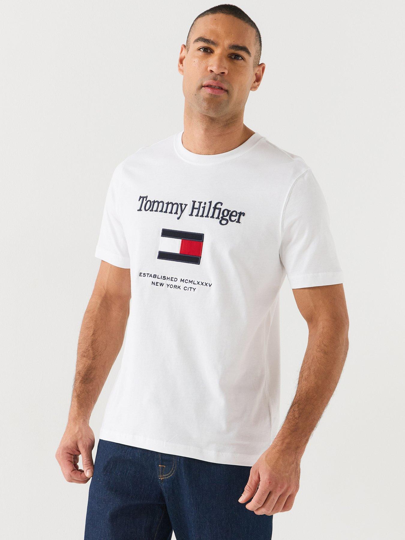 Tommy Hilfiger Men's White Embroidery Hilfiger Flag T-Shirt - Size 40/Regular - Image 5