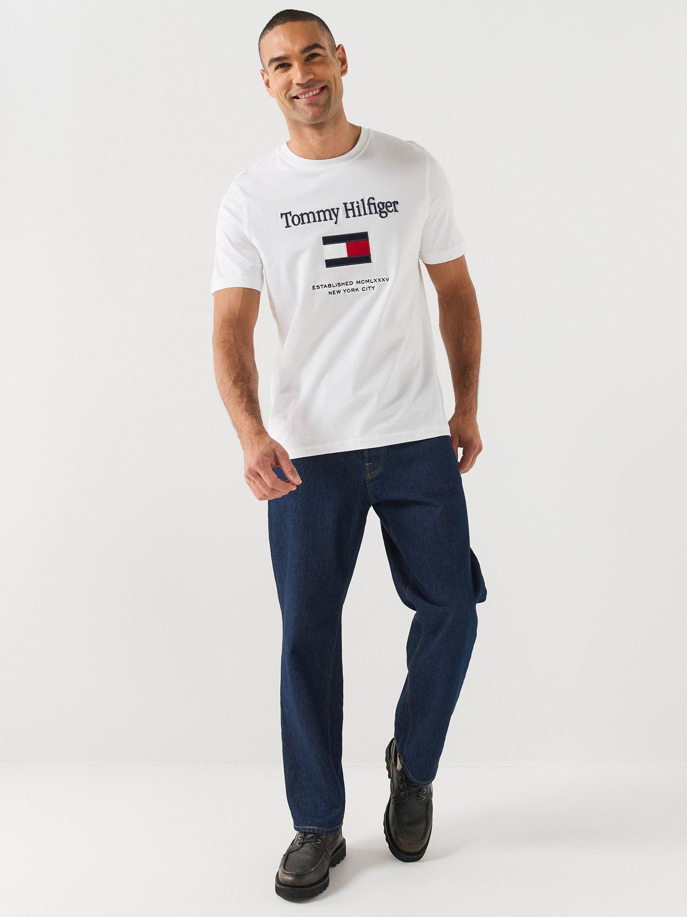 Image 3 of 6 of Tommy Hilfiger Mens Embroidered Logo Regular Fit T-Shirt - White