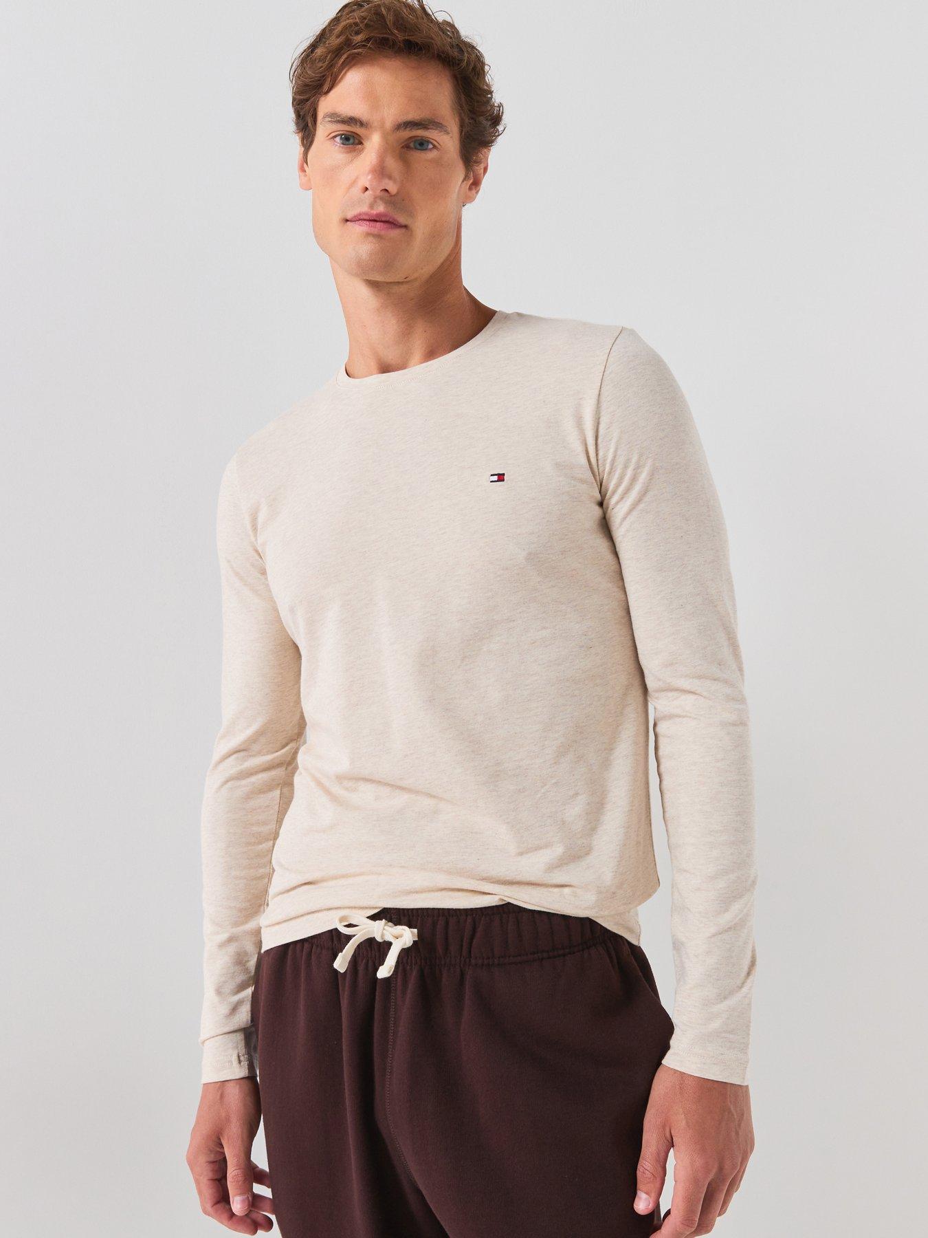 Tommy Hilfiger Stretch Slim Fit Long Sleeve T-shirt, White, Size Xl, Men
