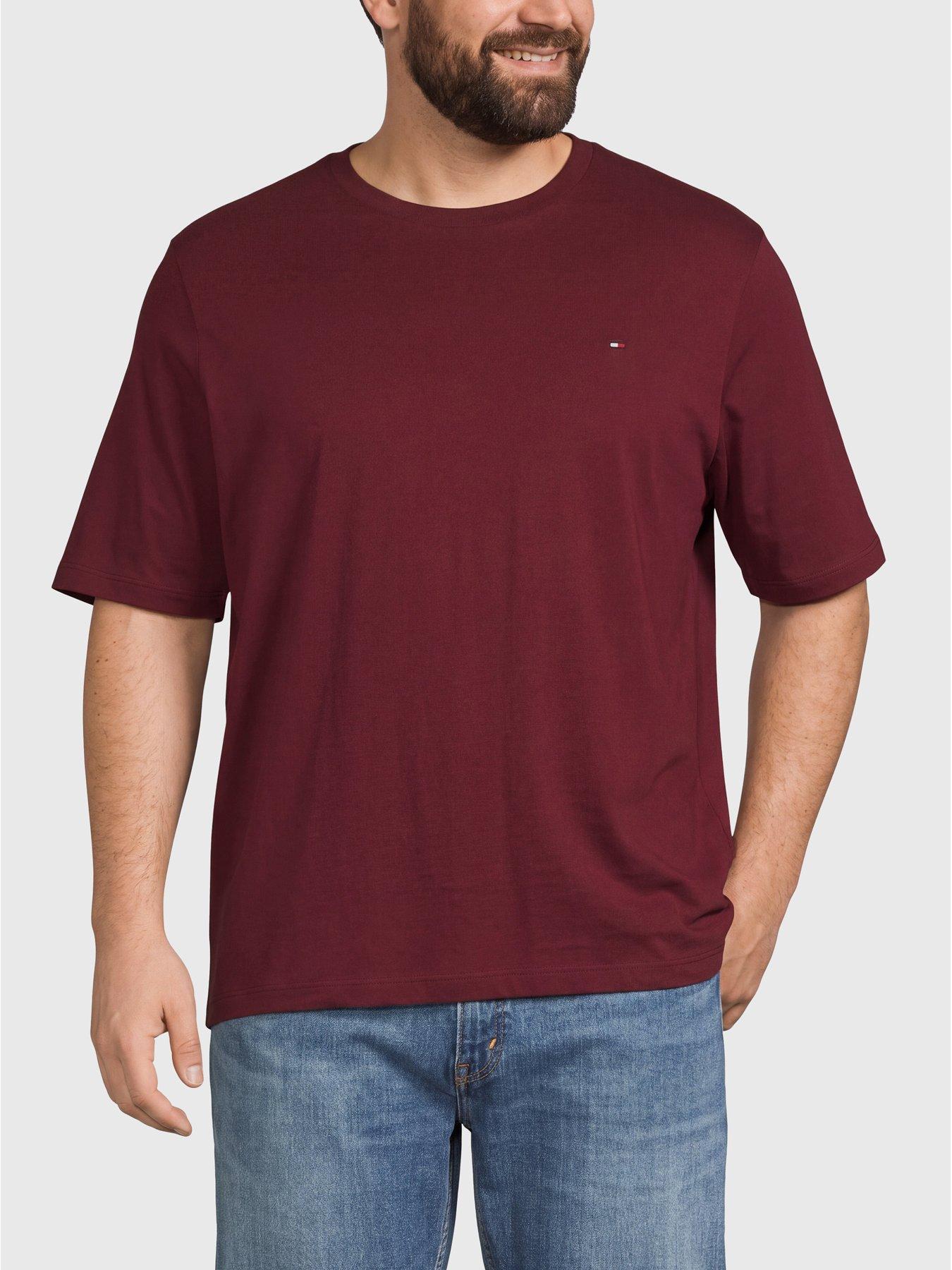 Image 1 of 5 of Tommy Hilfiger Mens Big &amp; Tall Essential Regular Fit Cotton T-Shirt - Burgundy