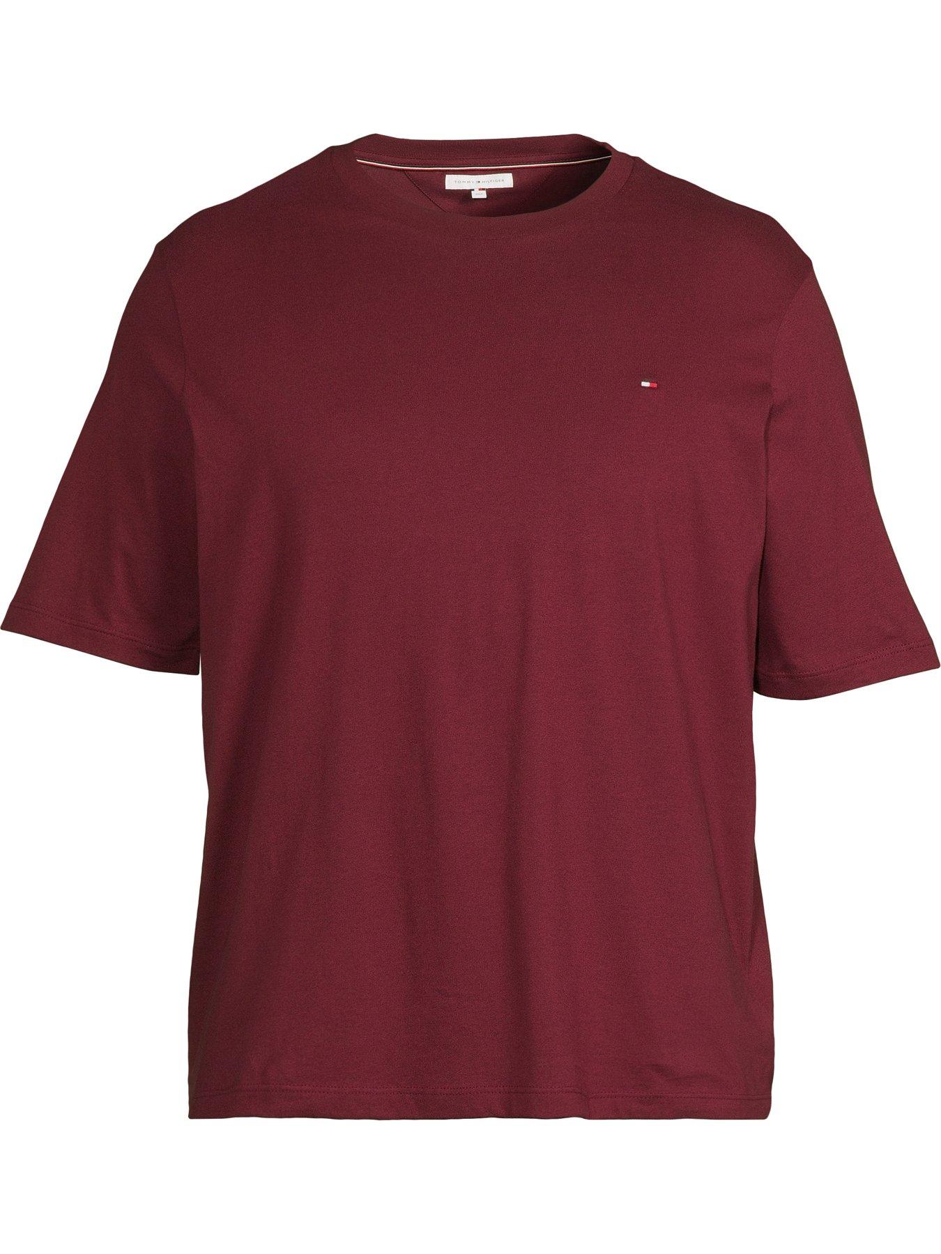 Image 5 of 5 of Tommy Hilfiger Mens Big &amp; Tall Essential Regular Fit Cotton T-Shirt - Burgundy