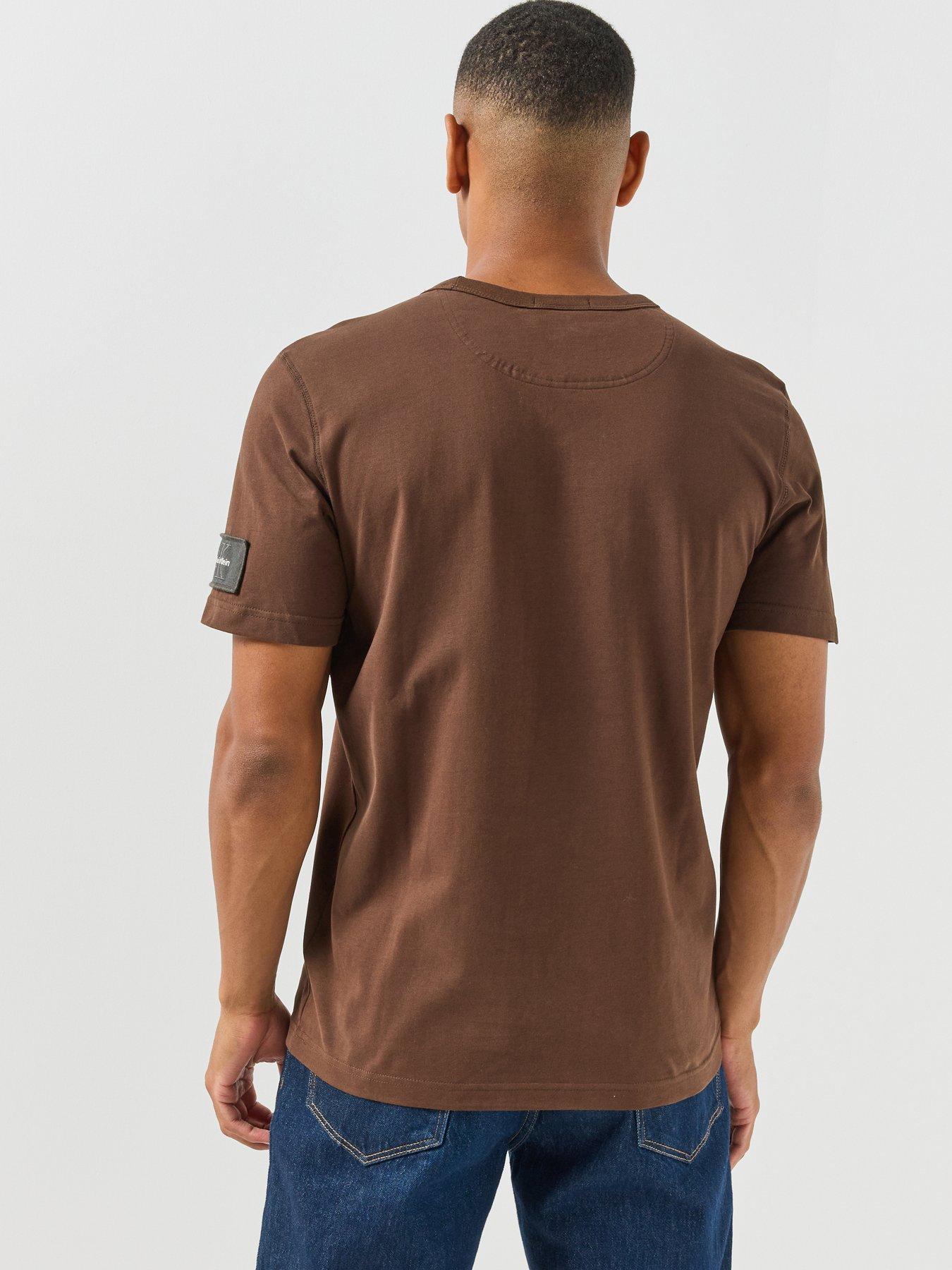 Image 2 of 5 of Calvin Klein Jeans Mens Classic Sueded Jersey Badge T-Shirt - Brown