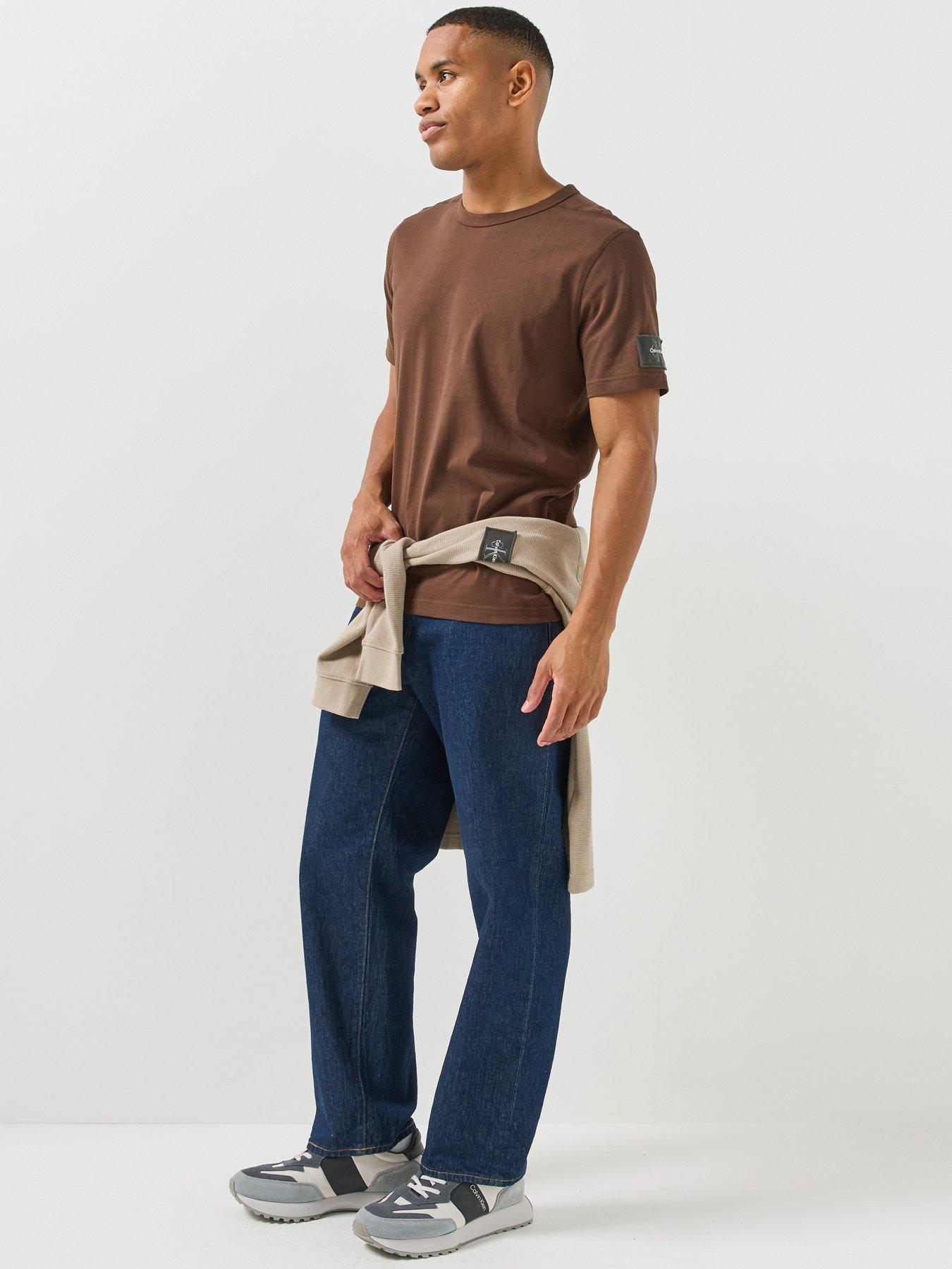 Image 3 of 5 of Calvin Klein Jeans Mens Classic Sueded Jersey Badge T-Shirt - Brown