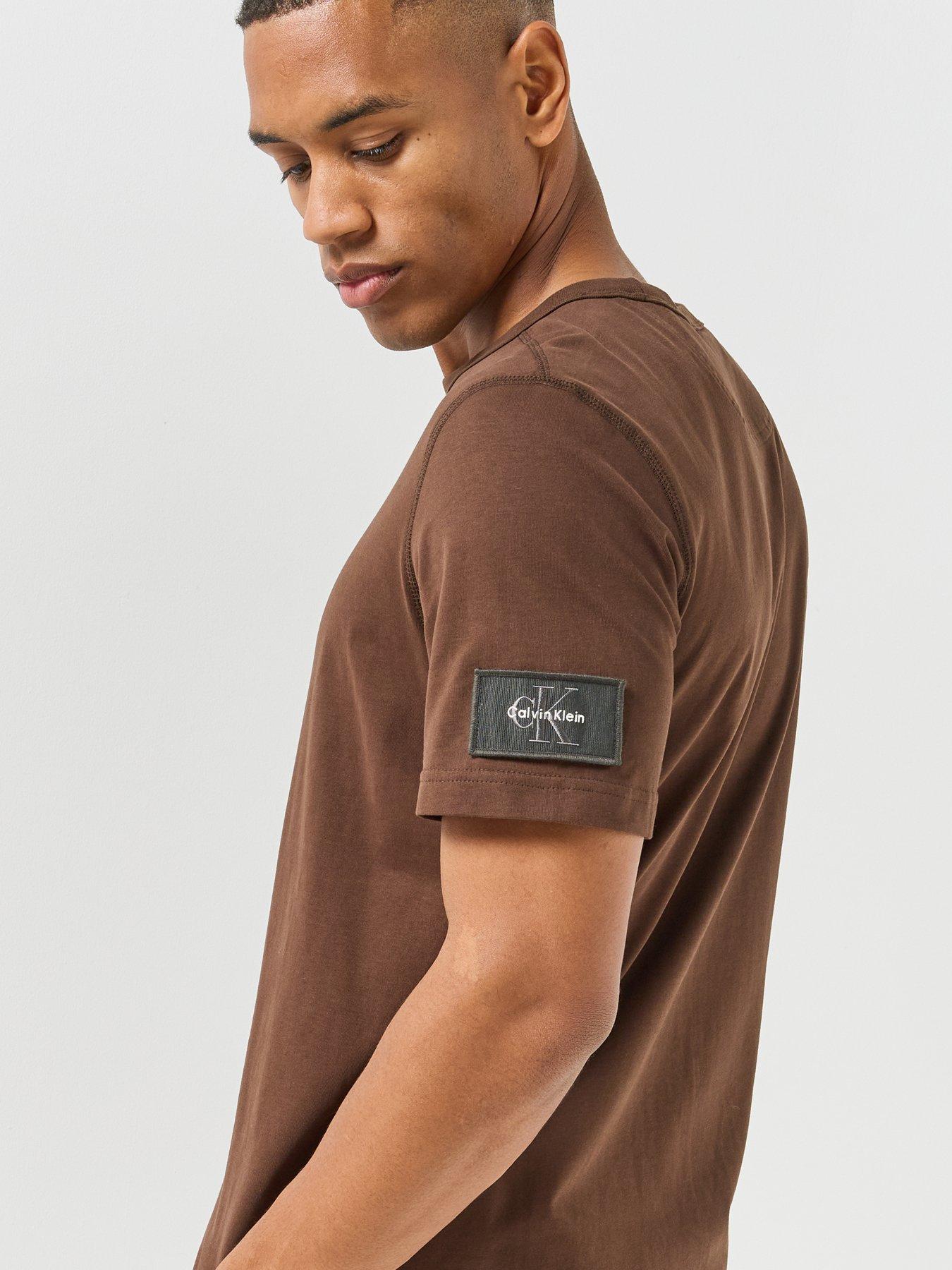 Image 5 of 5 of Calvin Klein Jeans Mens Classic Sueded Jersey Badge T-Shirt - Brown