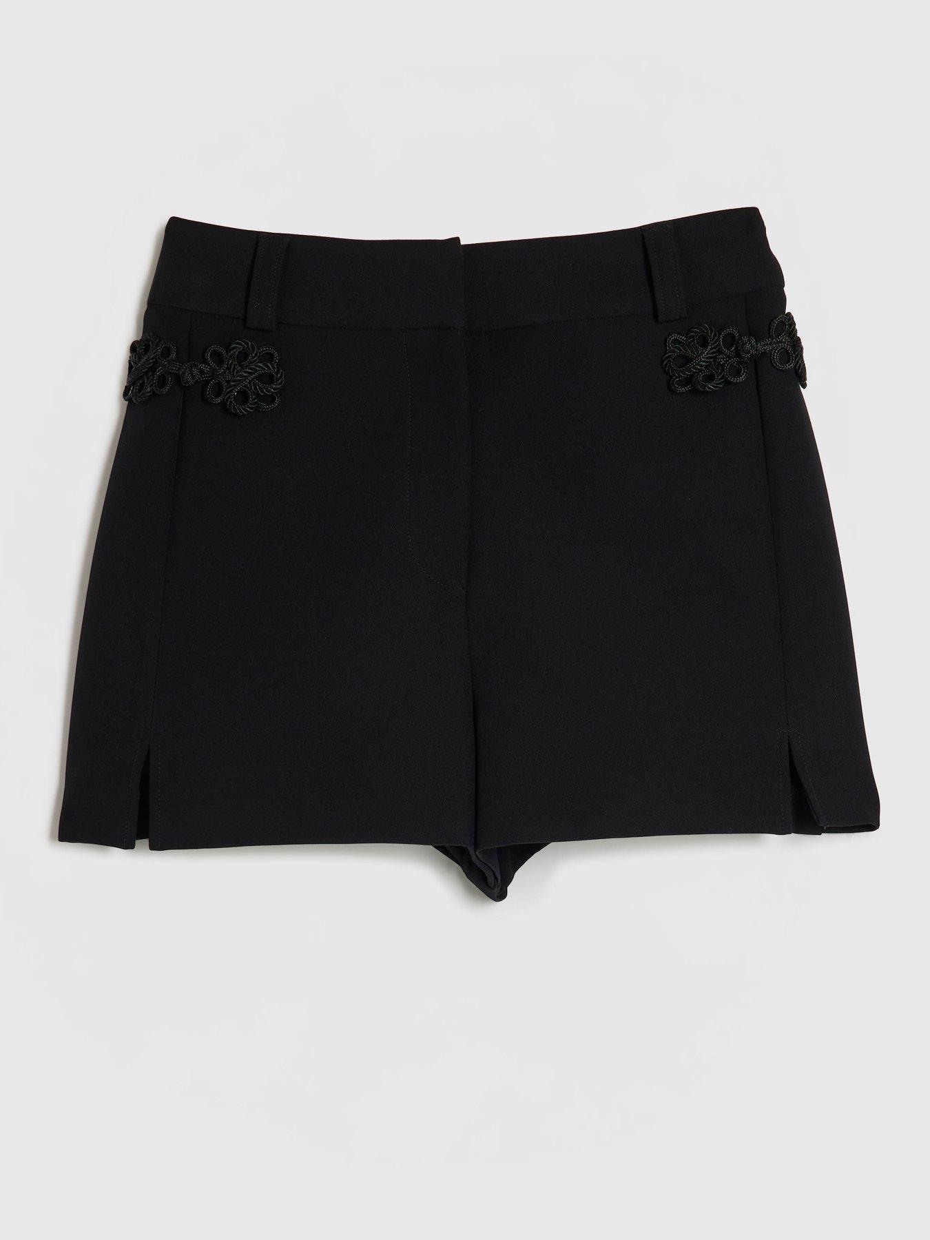 Image 5 of 6 of River Island Womens Mandarin Trim High Rise Tailored Shorts - Black