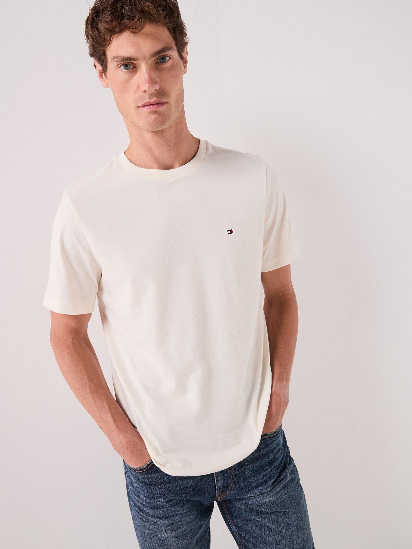 Tommy Hilfiger Regular Fit Essential Flag Logo T-shirt, Ivory, Size Xl, Men - Image 3