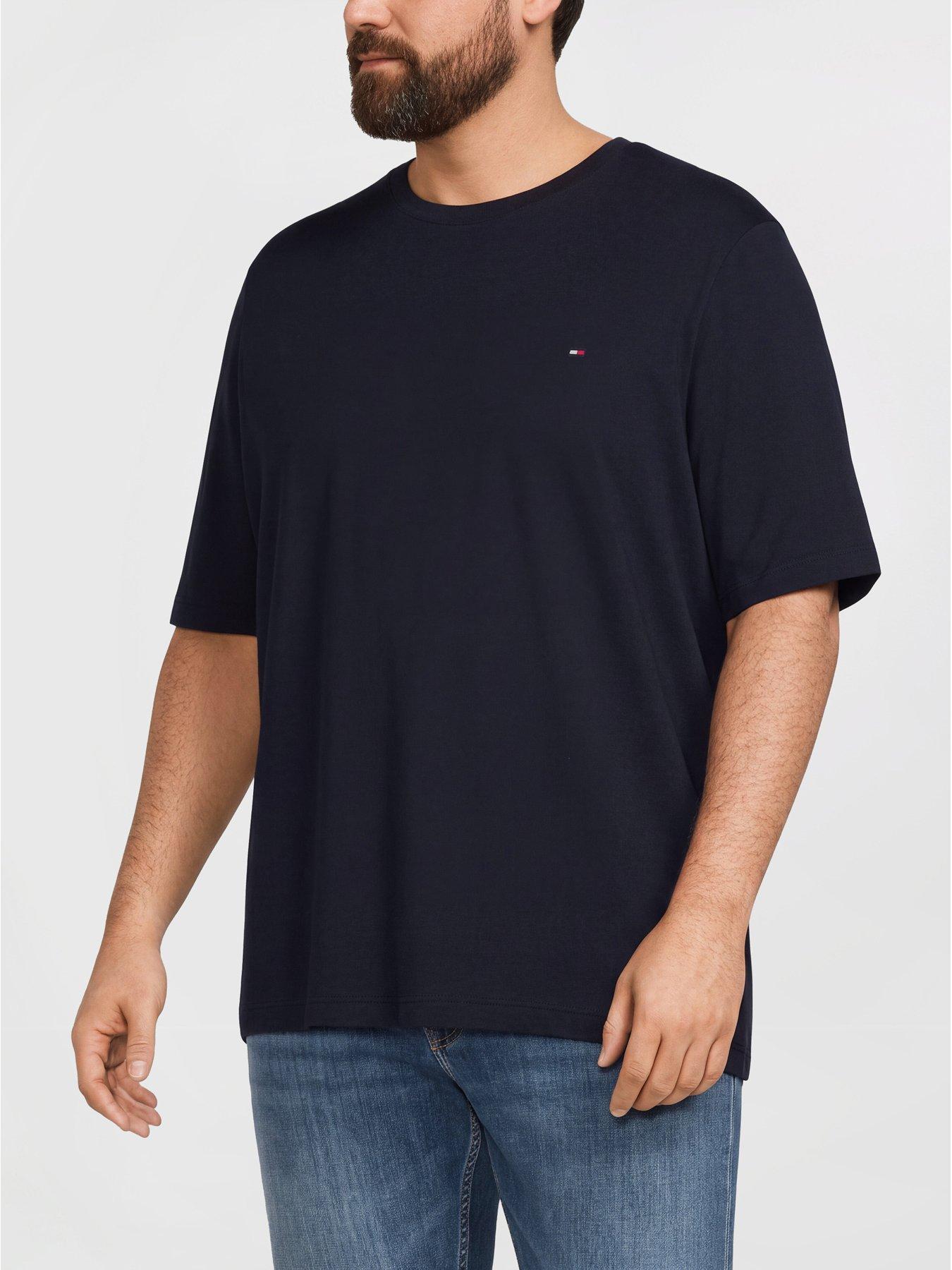 Tommy Hilfiger Mens Big & Tall Essential Regular Fit Plain T-Shirt - Navy