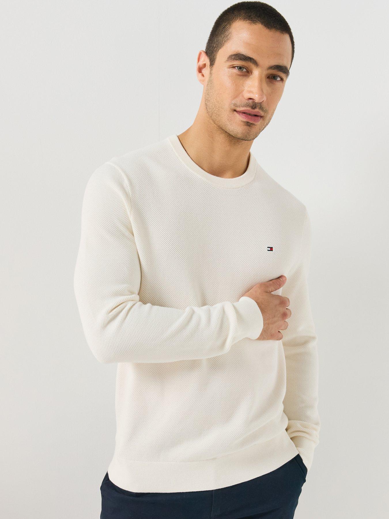 Tommy Hilfiger Flag Textured Crew Neck Jumper Men's Ivory Extra Large - La Redoute - Image 6