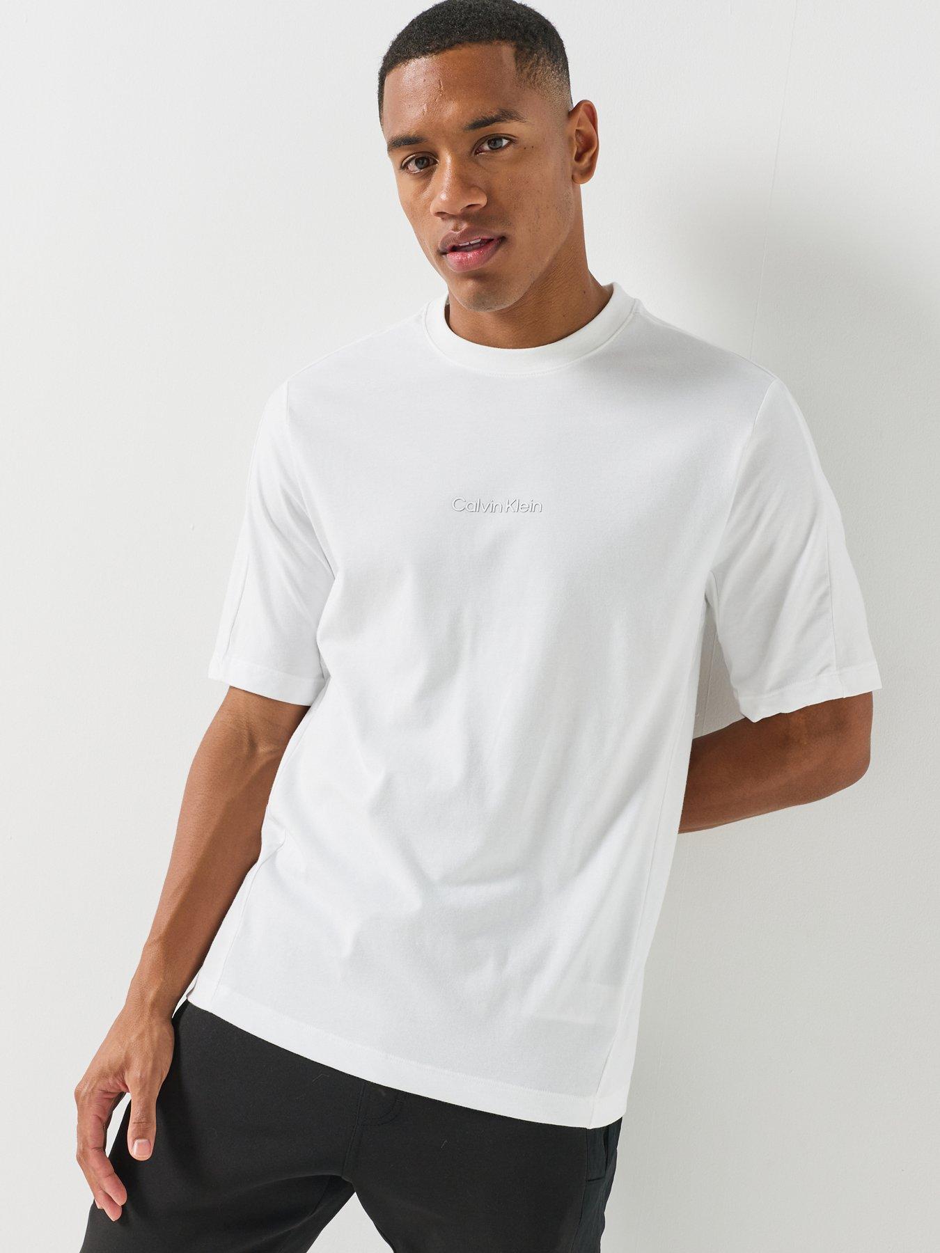 Image 1 of 6 of Calvin Klein Sport Calvin Klein Sport Active Icon Central Logo French Terry T-shirt - Black